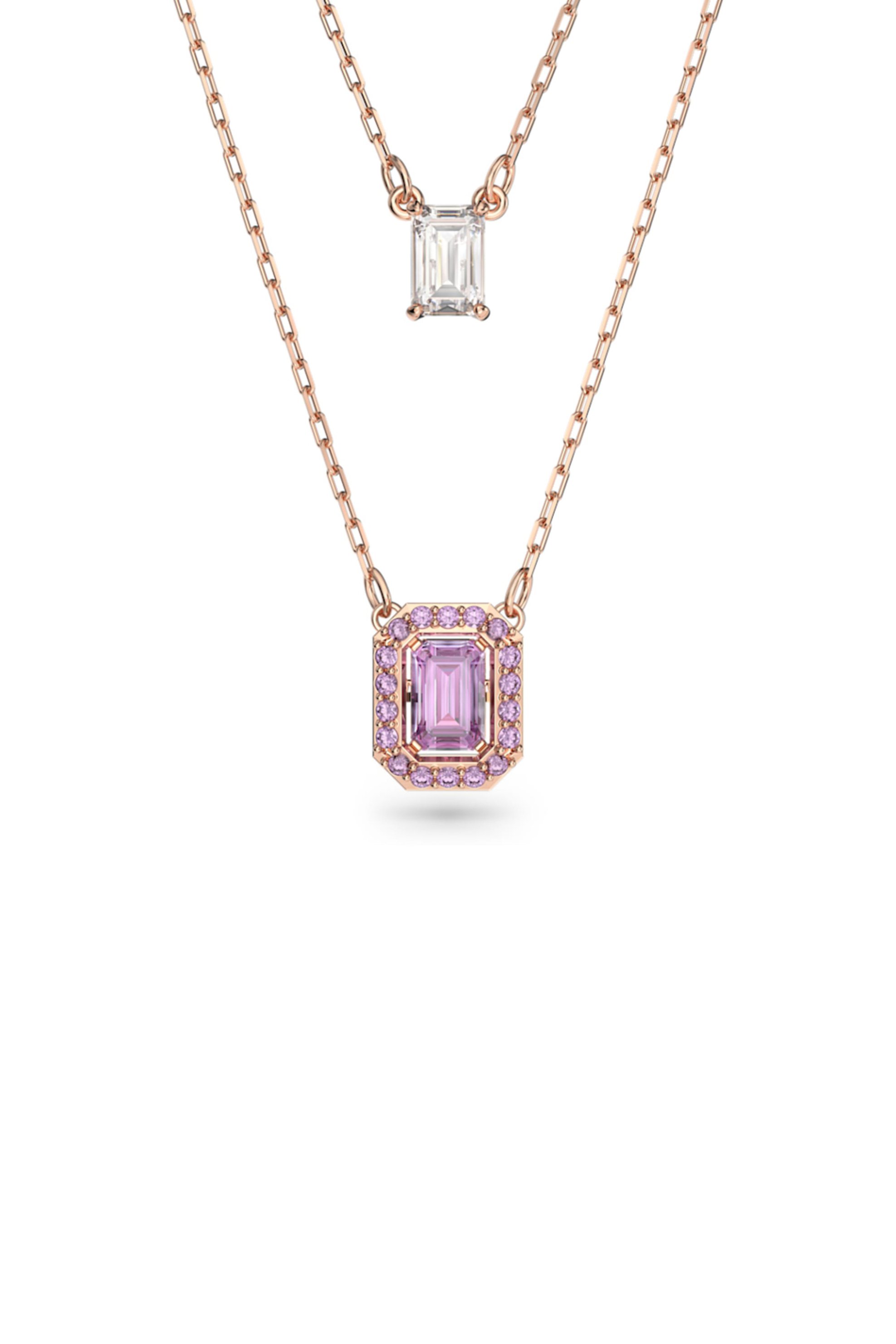 Swarovski διπλό κολιέ οκταγωνική κοπή, επιμετάλλωση σε ροζ χρυσαφί τόνο "Millenia"