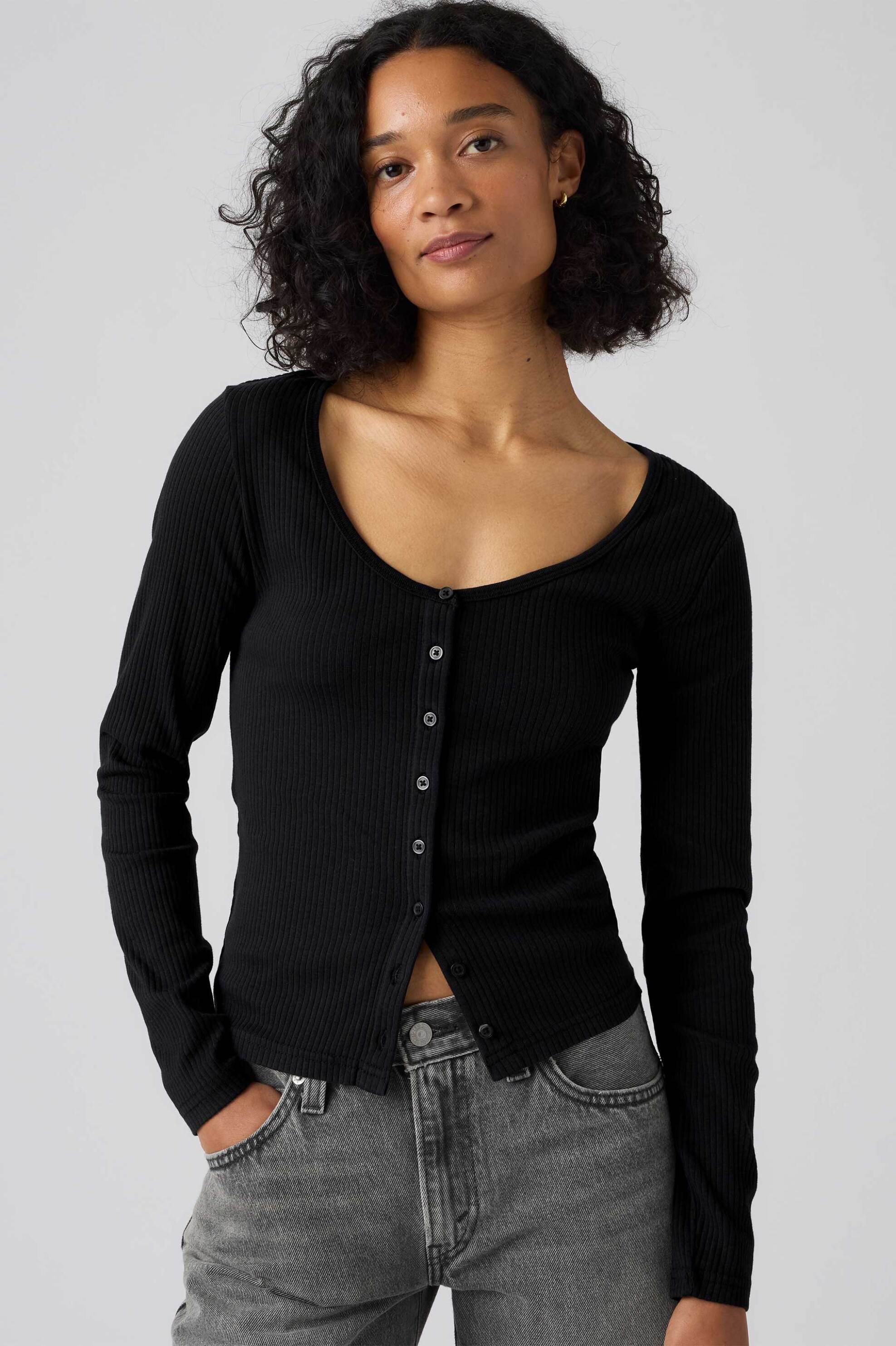 Levi's® γυναικείο πλεκτό τοπ ribbed με κουμπιά Slim Fit "Austen"