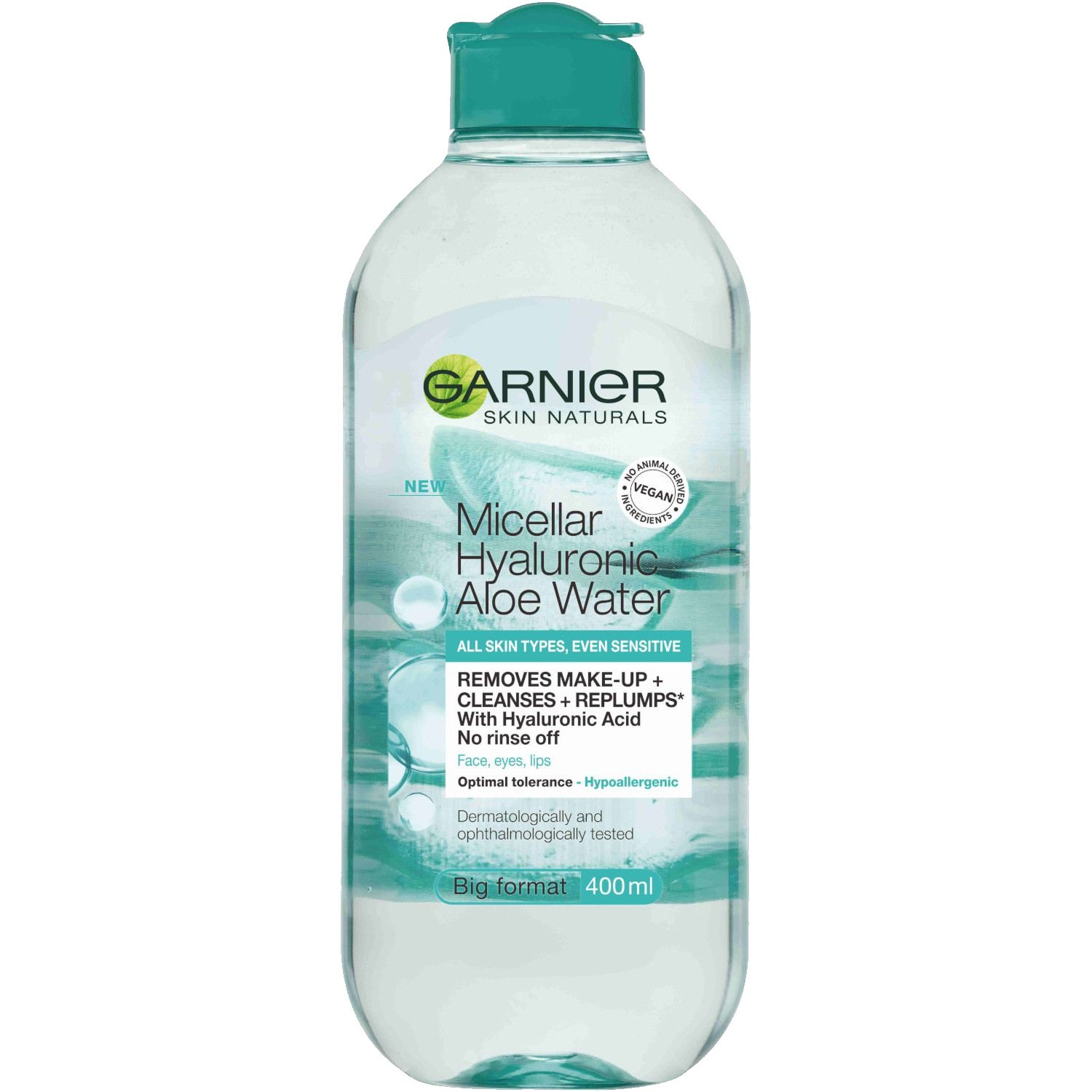 Garnier Skinactive Micellar Hyaluronic Aloe Water for All Skin Types Μικυλλιακό Νερό Καθαρισμού Προσώπου με Υαλουρονικό Οξύ & Αλόη Βέρα 400ml