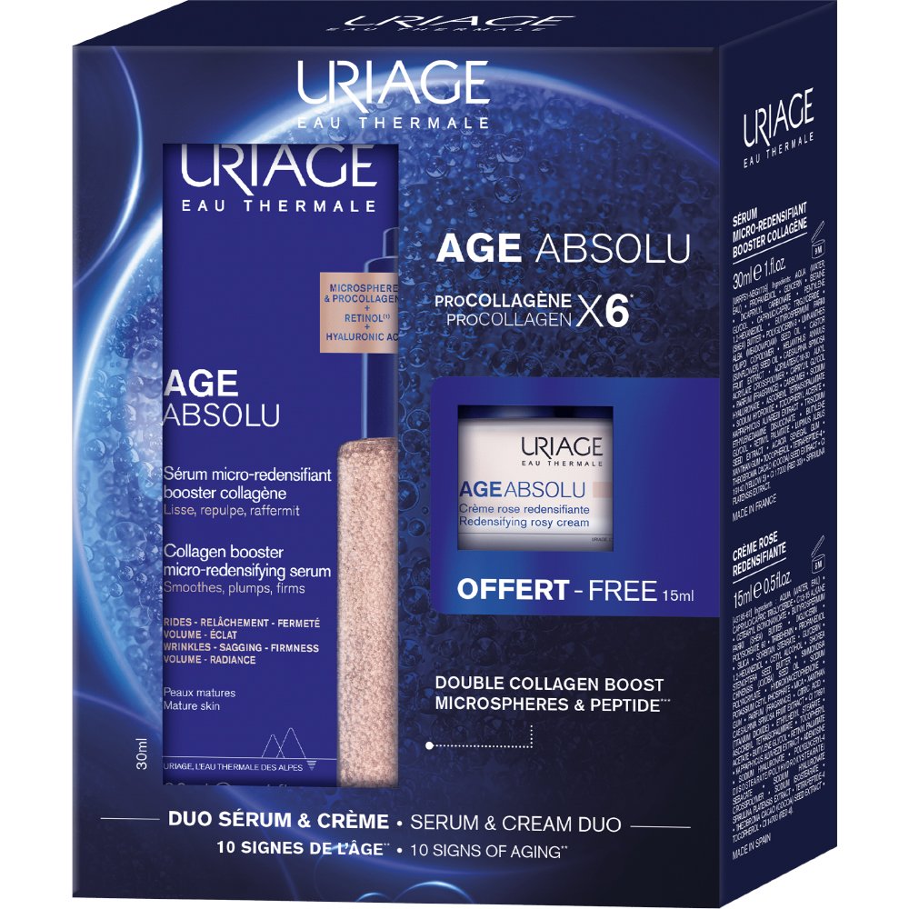 Uriage Promo Age Absolu Collagen Booster Micro-Redensifying Serum 30ml & Redensifying Rosy Cream 15ml