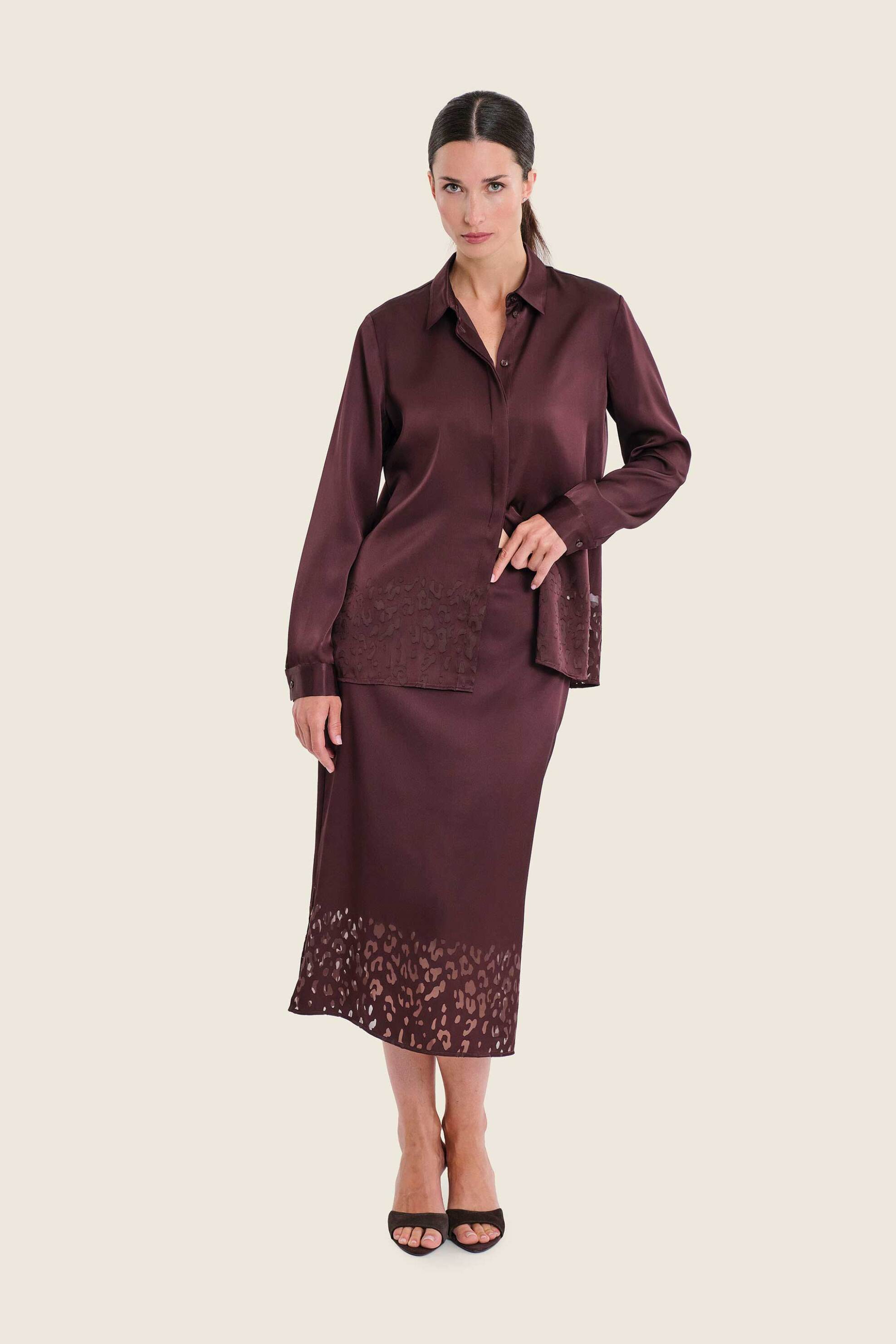 Gerry Weber γυναικεία φούστα midi σατέν με λεπτομέρεια animal print