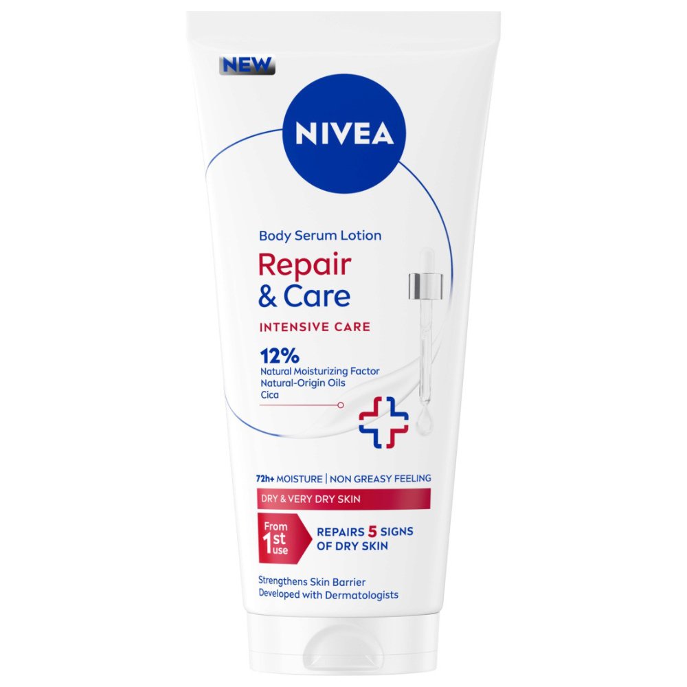 Nivea Natural Moisturizing Factor & Origin Oils Cica Repair & Care Body Serum Lotion 200ml,Καταπραϋντική Ενυδατική Κρέμα για Ξηρή Εώς Πολύ Ξηρή Επιδερμίδα για την Αντιμετώπιση του Ερεθισμού & του Κνησμού