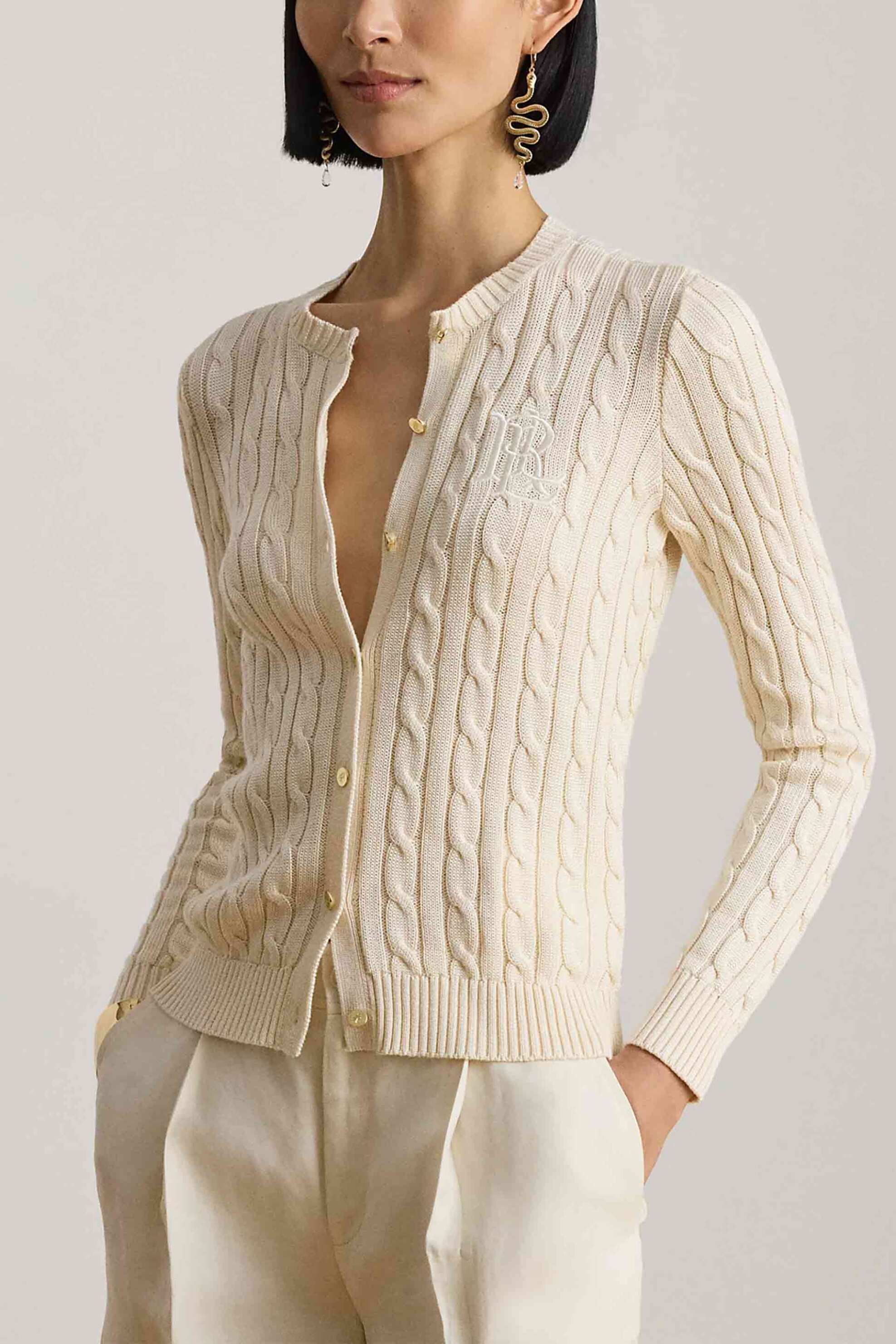 Lauren Ralph Lauren γυναικεία ζακέτα πλεκτή με κεντημένο λογότυπο