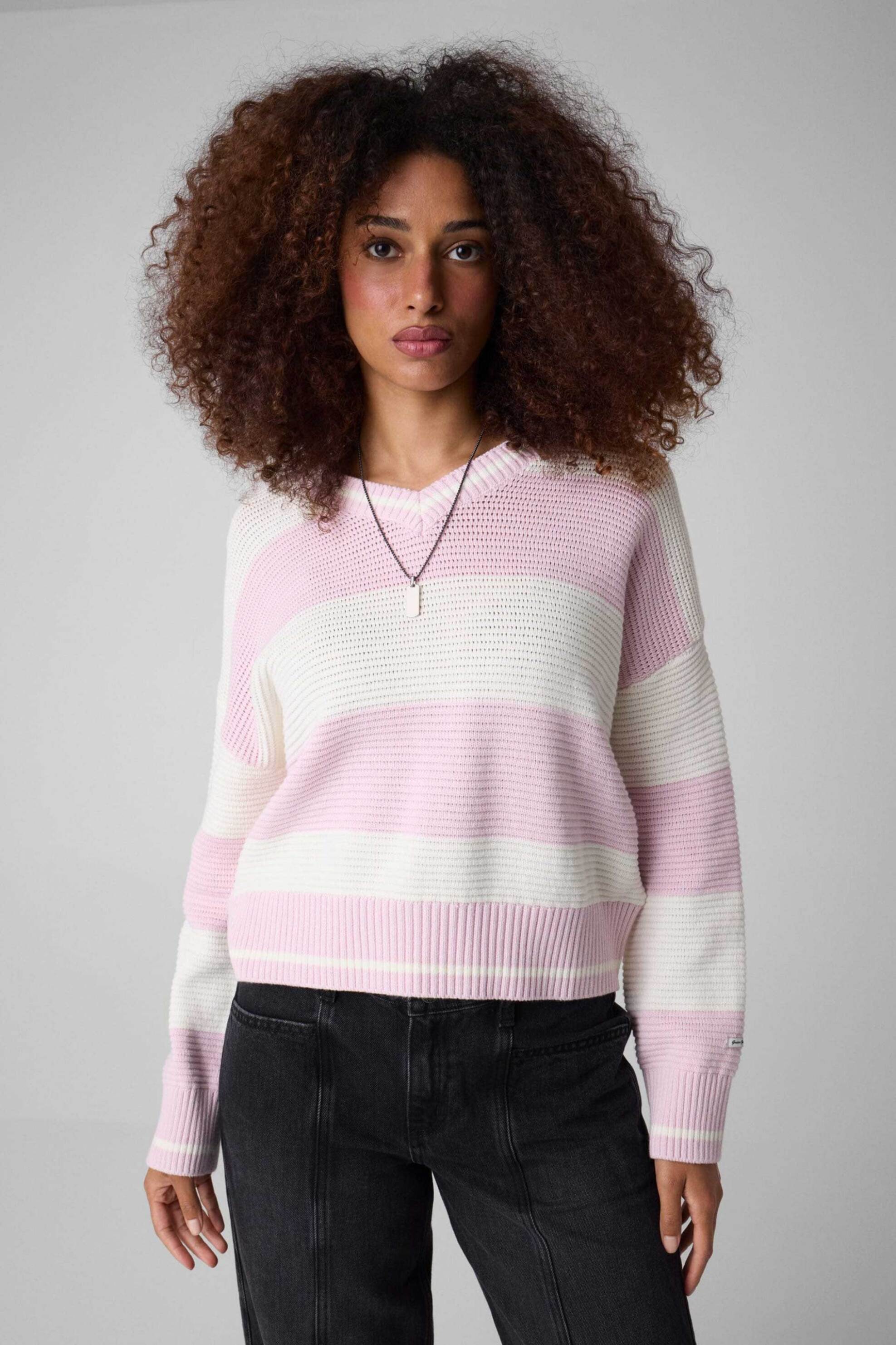 Guess γυναικείο πουλόβερ structured με ριγέ σχέδιο Relaxed Fit