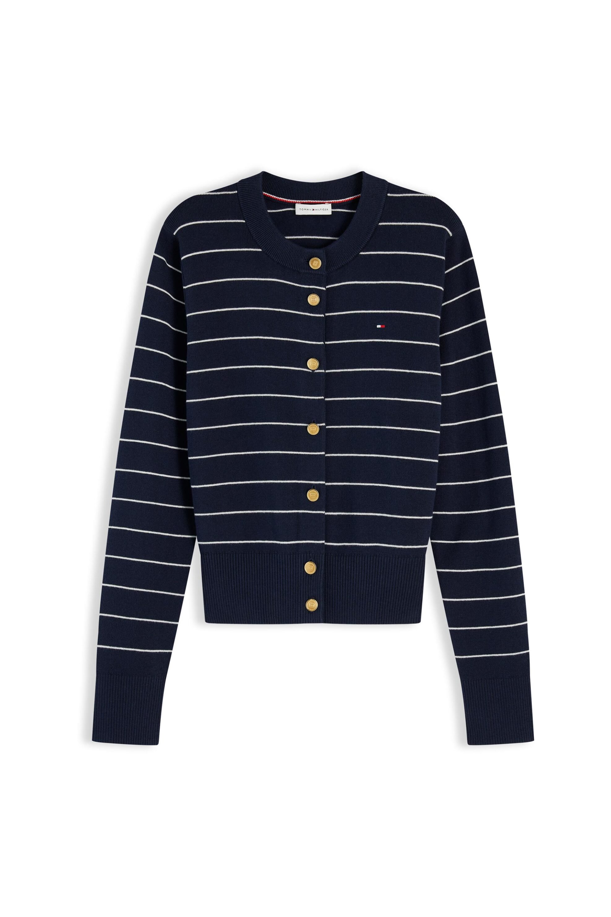 Tommy Hilfiger γυναικεία πλεκτή ζακέτα με ριγέ σχέδιο και κεντημένο λογότυπο Slim Fit