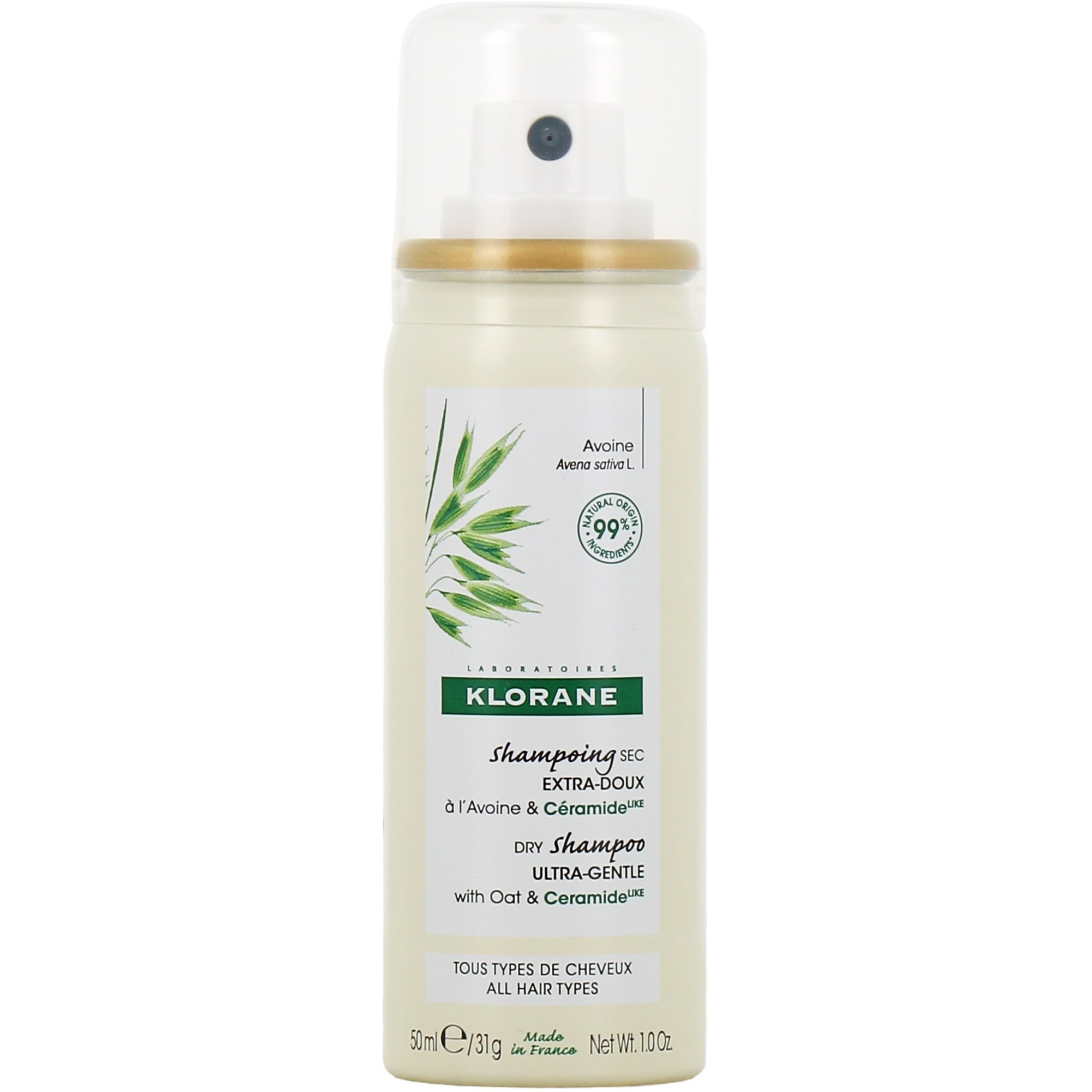 Klorane Oat Dry Shampoo Travel Size 50ml,Ξηρό Σαμπουάν με Βρώμη για Όλους τους Τύπους Μαλλιών