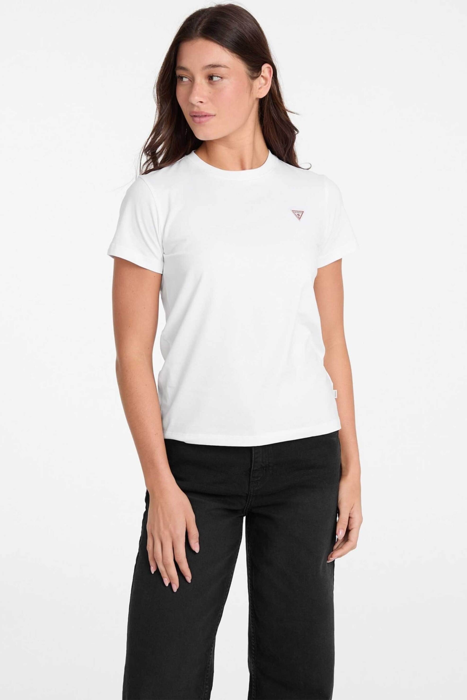 Guess γυναικείο T-shirt με τριγωνικό λογότυπο