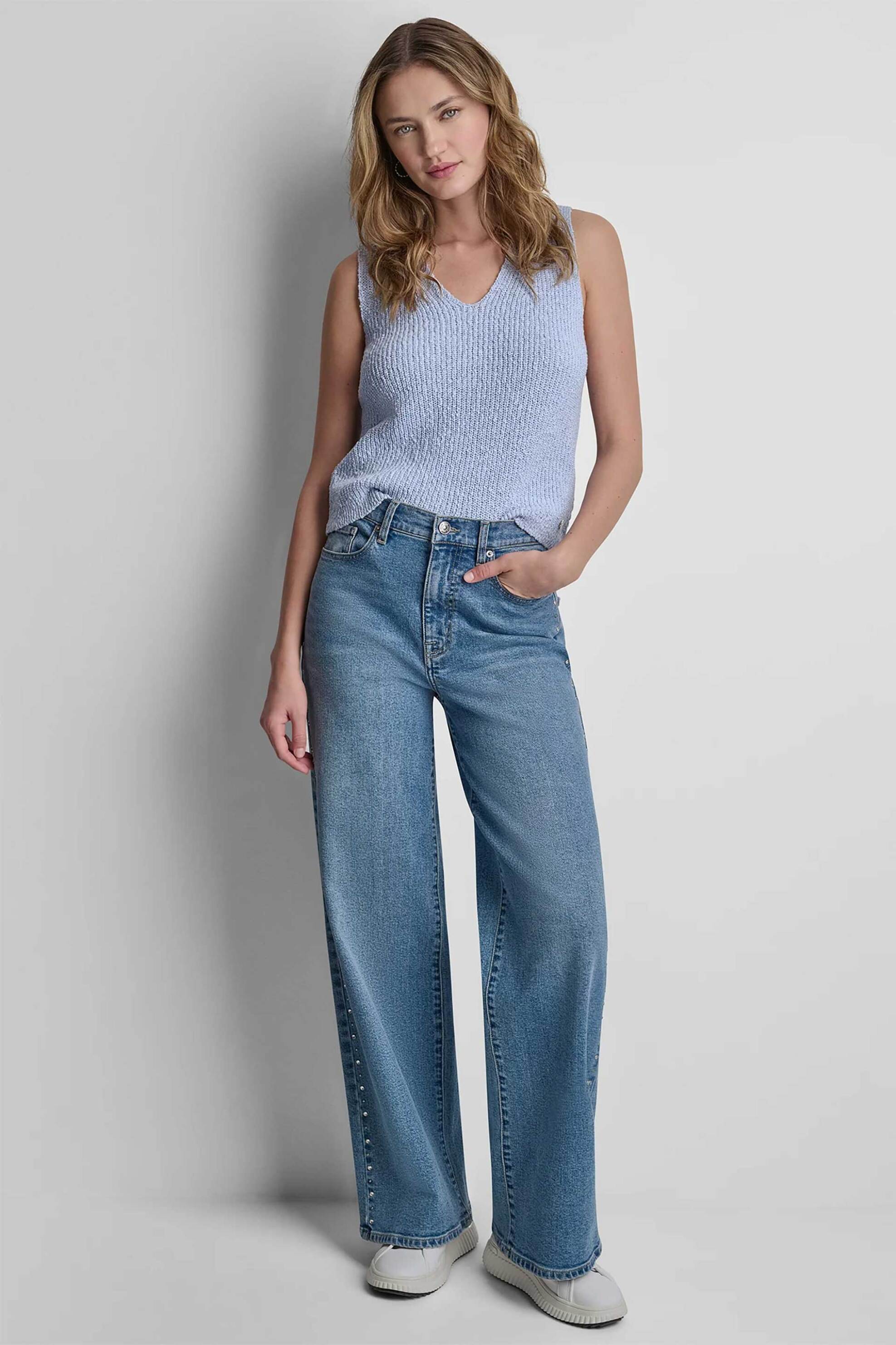 DKNY γυναικείο τζιν παντελόνι ψηλόμεσο με τρουκς Wide Fit