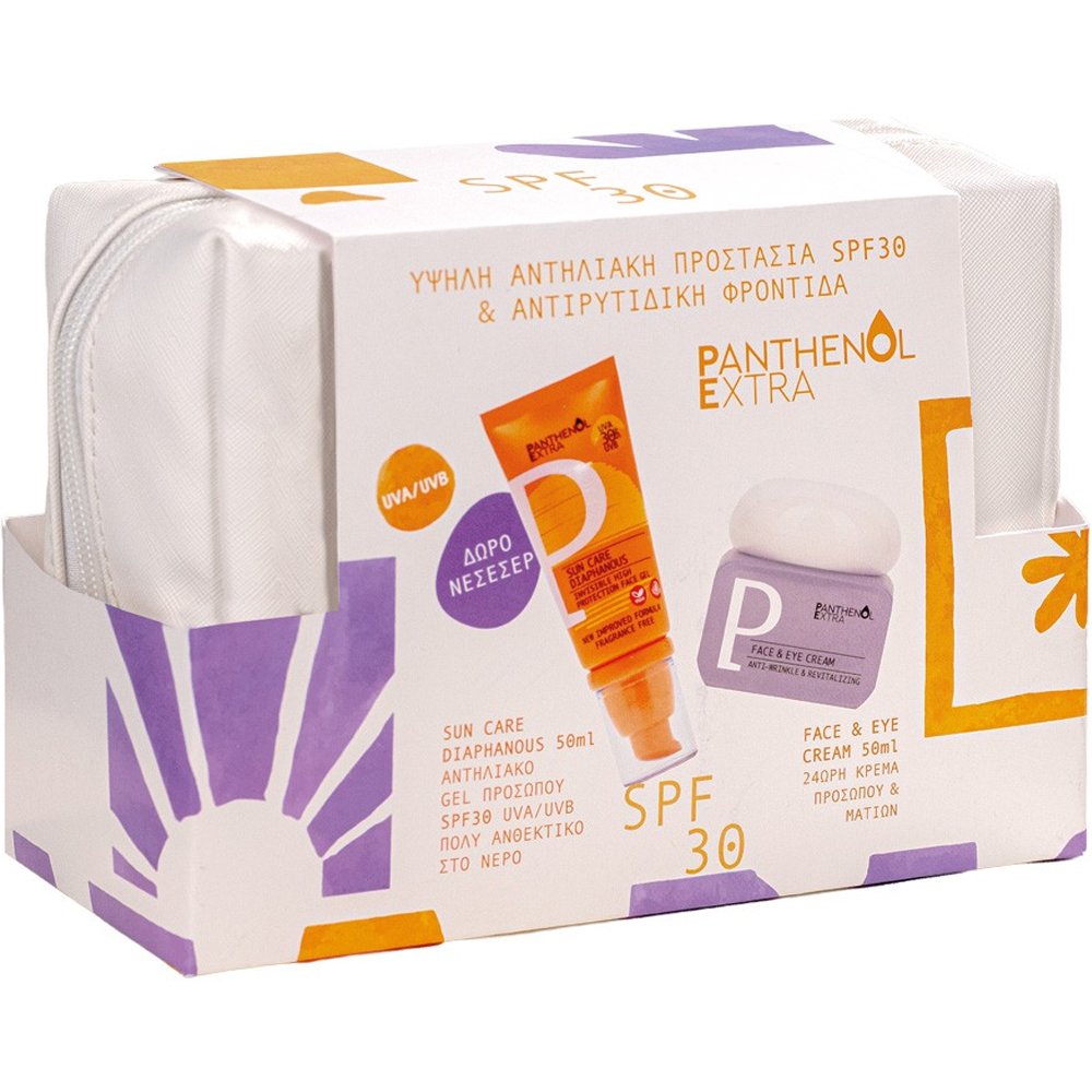 Panthenol Extra Promo Sun Care Diaphanous Spf30 Face Gel 50ml & Anti-Wrinkle & Revitalizing Face & Eye Cream 50ml & Δώρο Νεσεσέρ 1 Τεμάχιο