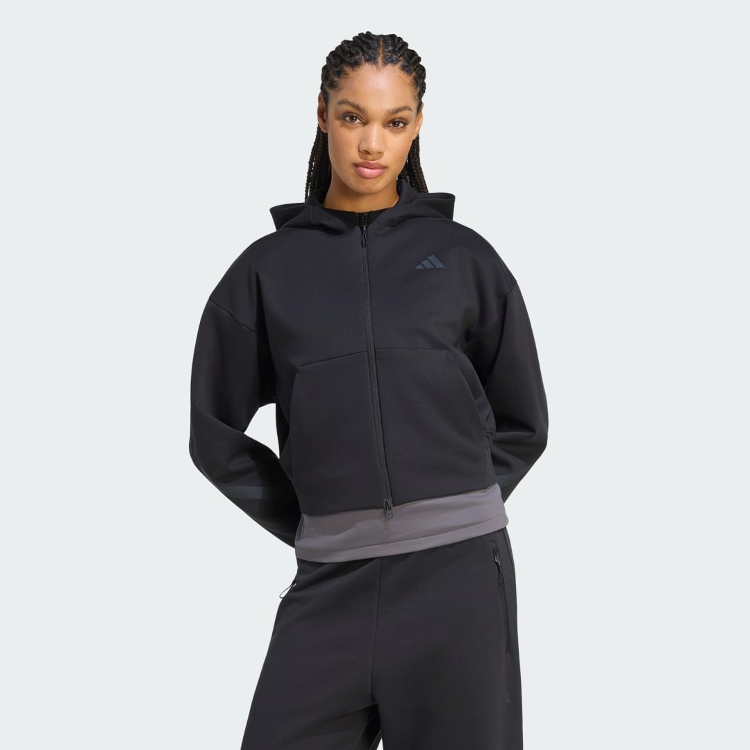 Cropped μπλούζα ADIDAS Z.N.E. με φερμουάρ σε όλο το μήκος