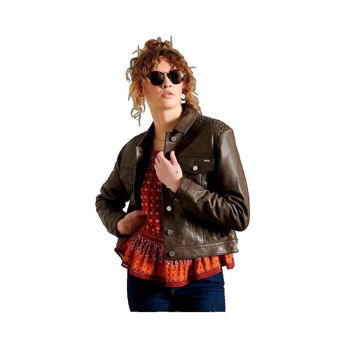 Δερμάτινο Μπουφάν Superdry Veste en cuir Stateside pour Femme