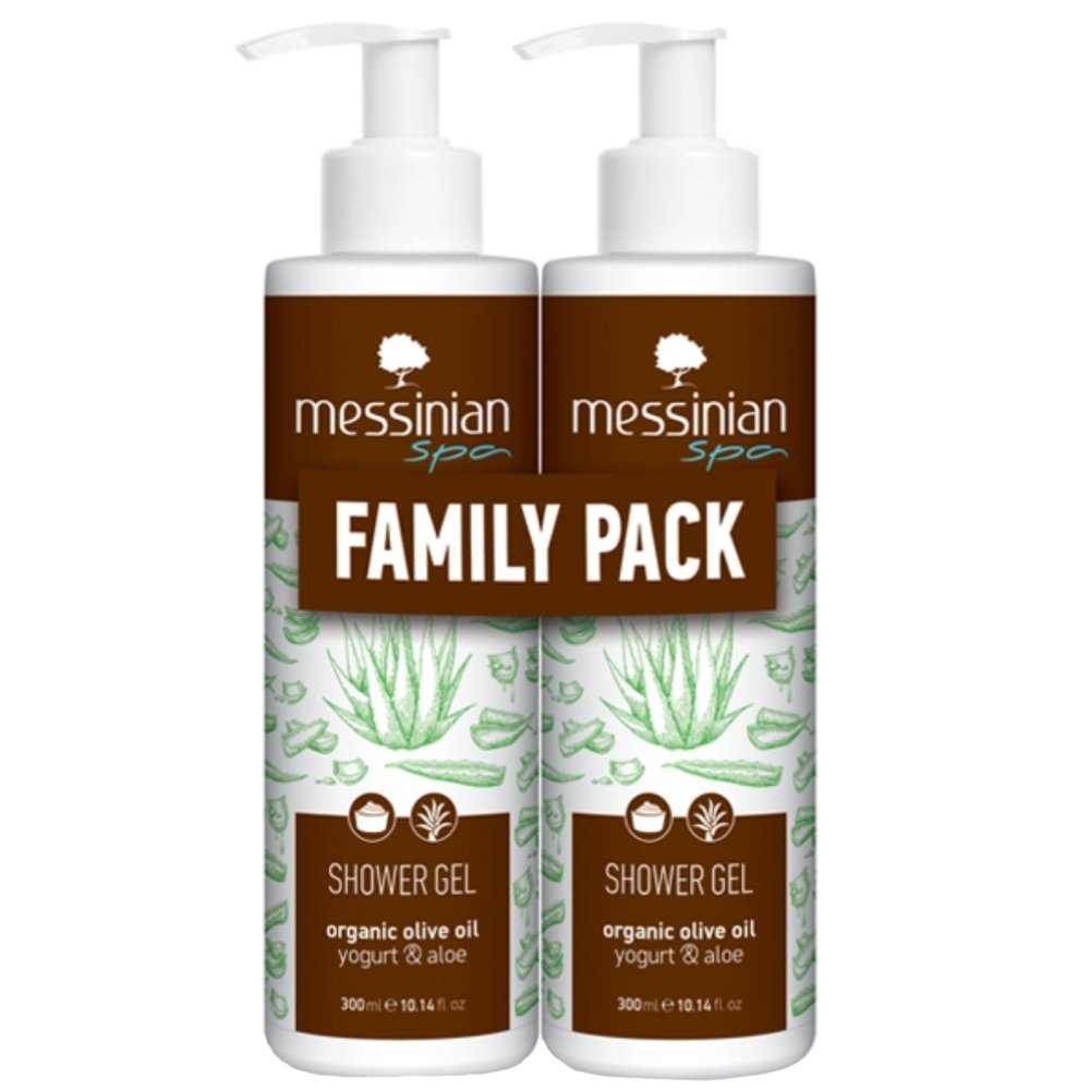 Messinian Spa Promo Organic Oil Yogurt & Aloe Shower gel Ενυδατικό Αφρόλουτρο με Ξεχωριστό Άρωμα Γιαούρτι & Αλόη 600ml (2x300ml)