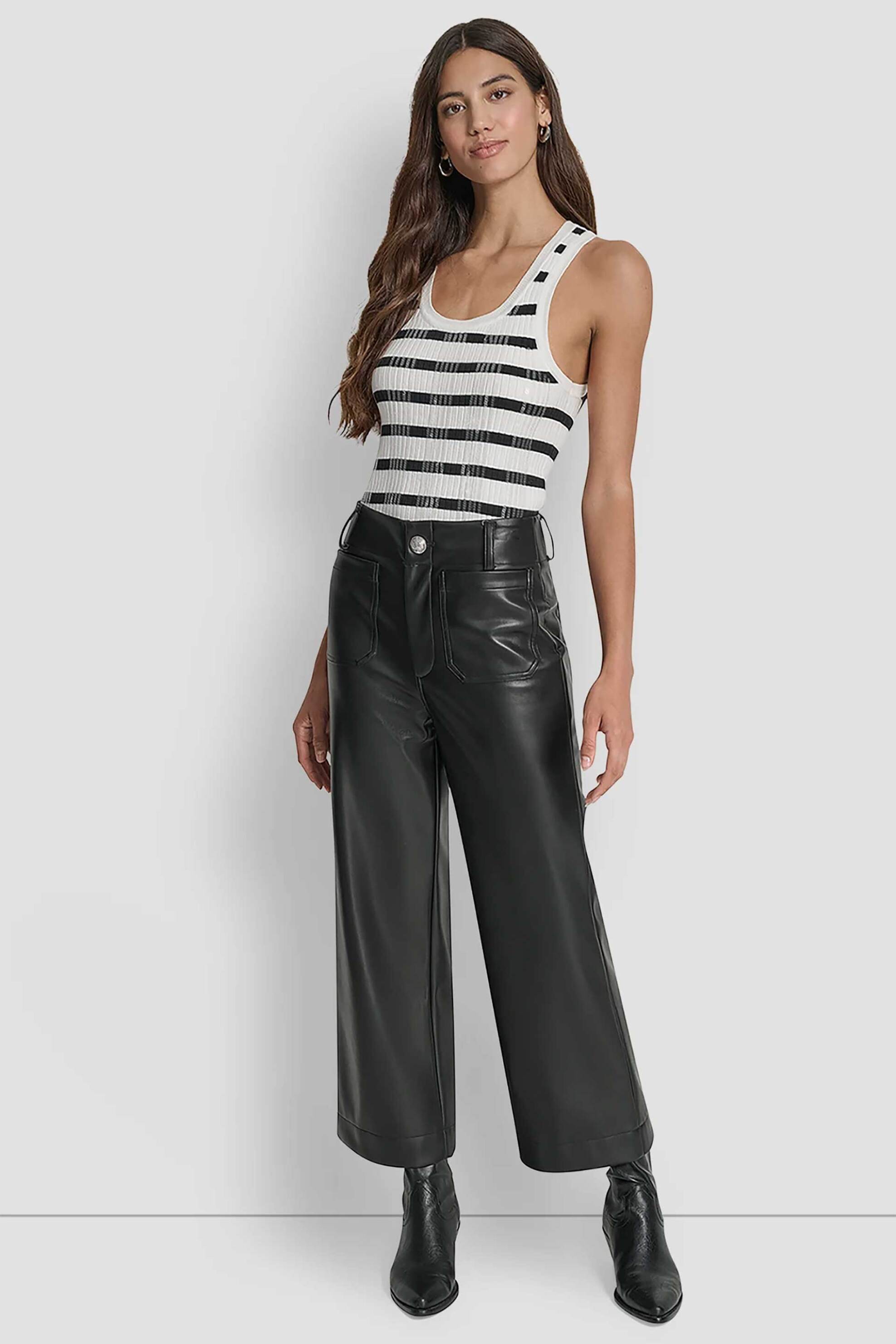 DKNY γυναικείο παντελόνι cropped faux δέρμα