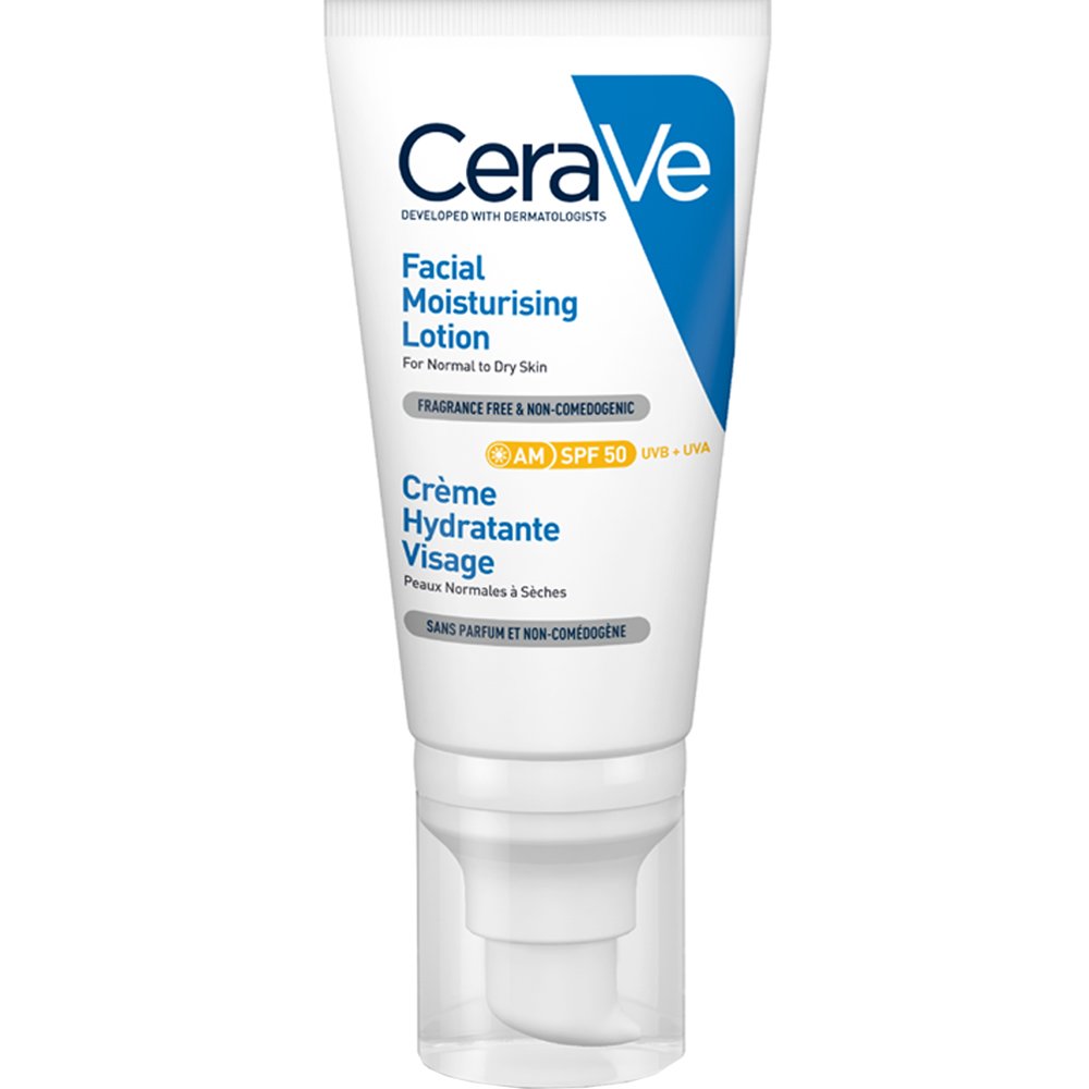 CeraVe AM Facial Moisturising Lotion Spf50, Ενυδατική Κρέμα Προσώπου Υψηλής Προστασίας για Κανονικό προς Ξηρό Δέρμα 52ml