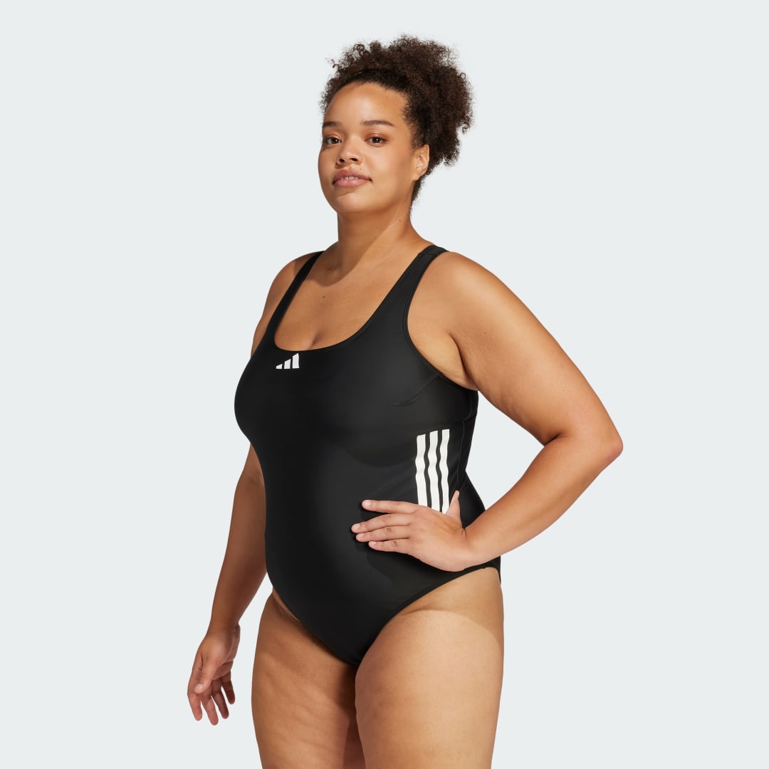 3-Stripes C-Back Swimsuit (Plus Size)