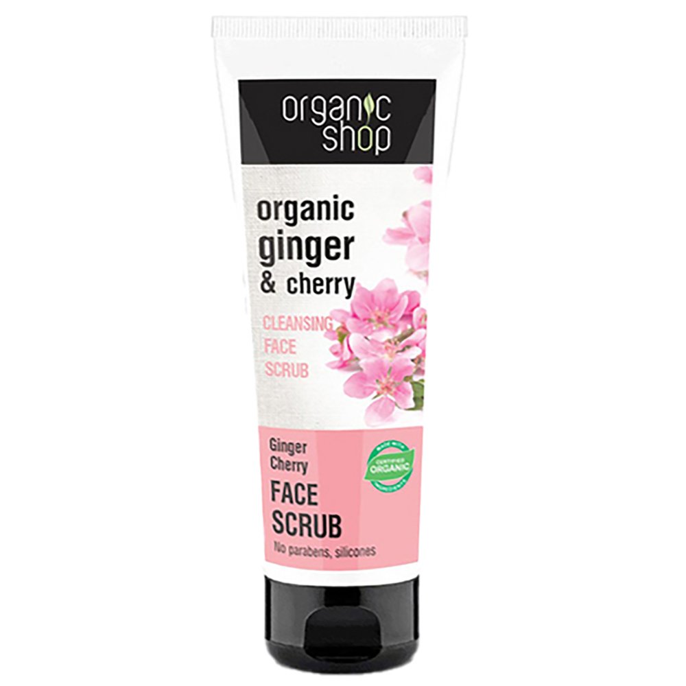 Organic Shop Cleaning Face Scrub Ginger & Cherry Απαλό Απολεπιστικό Προσώπου για Καθαρισμό 75 ml