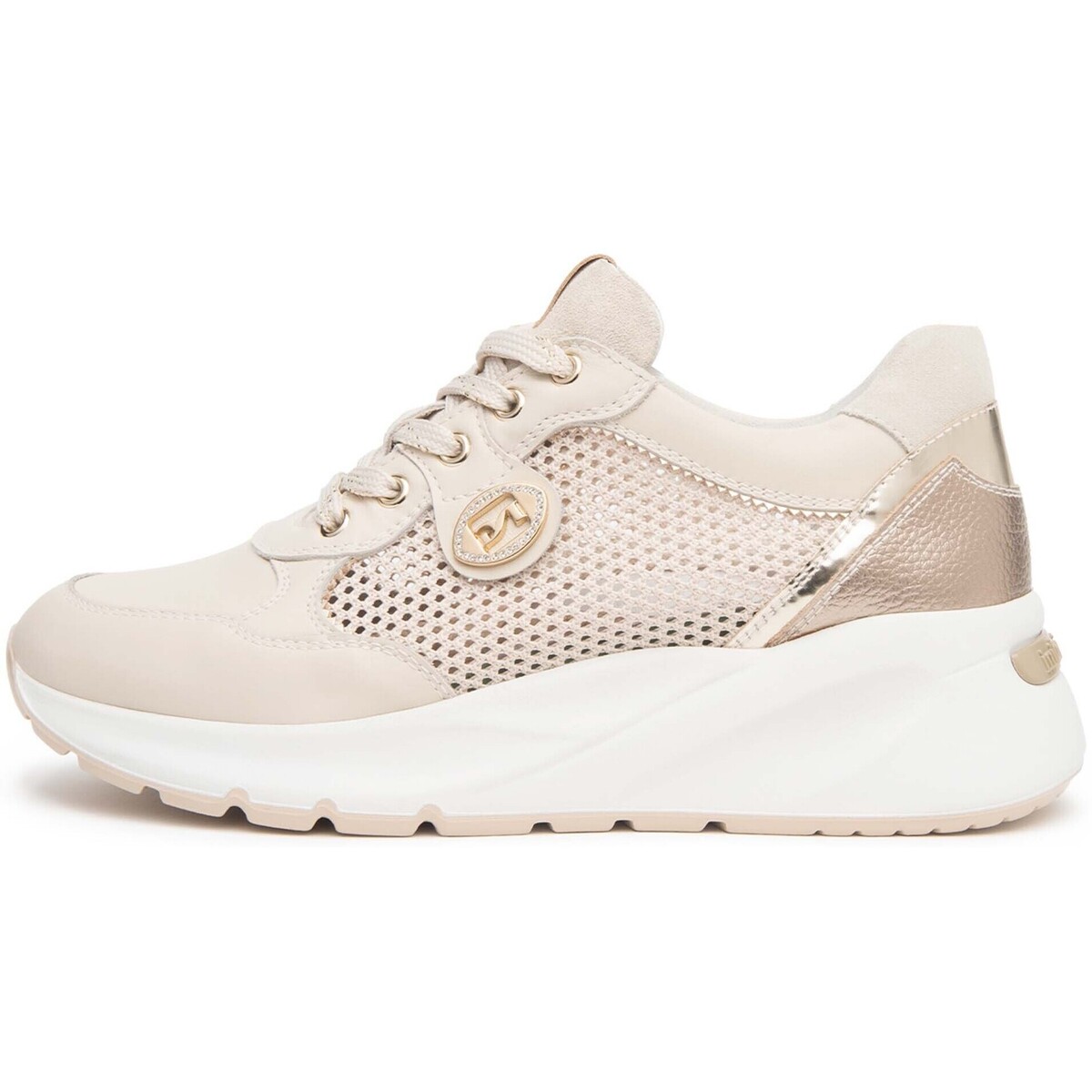 Xαμηλά Sneakers NeroGiardini Velvet 1039 T.Nora Latte 02 T.Brill Platino 6074 S