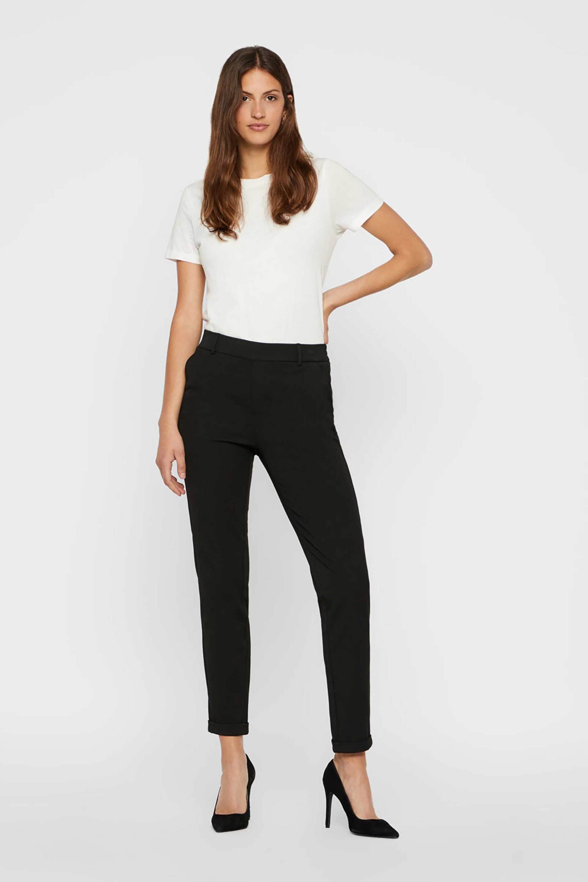 Vero Moda γυναικείο παντελόνι μονόχρωμο με τσέπες και ελαστική μέση