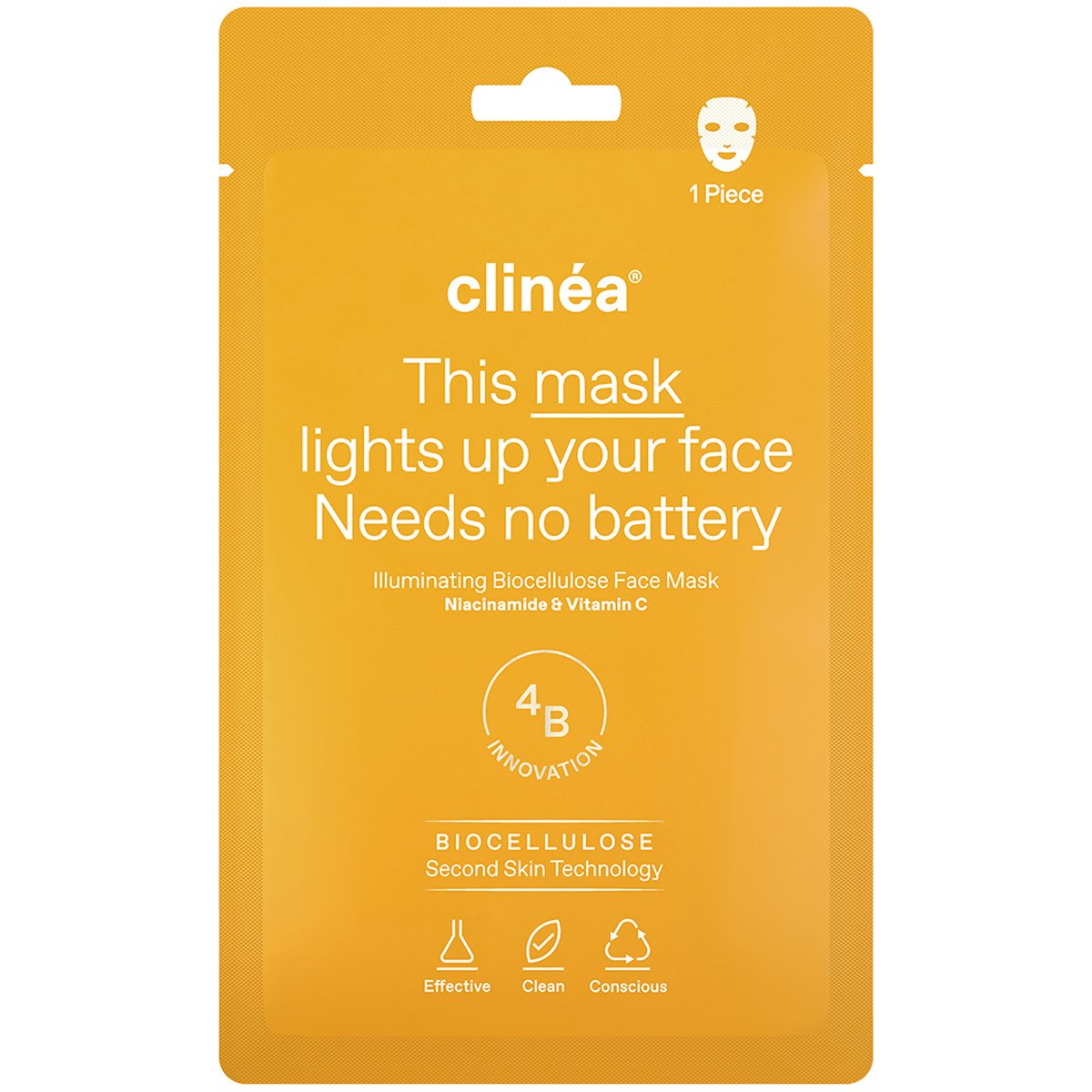 Clinea Illuminating Biocellulose Face Mask Μάσκα Προσώπου για Λάμψη με Βιοκυτταρίνη 1 Τεμάχιο