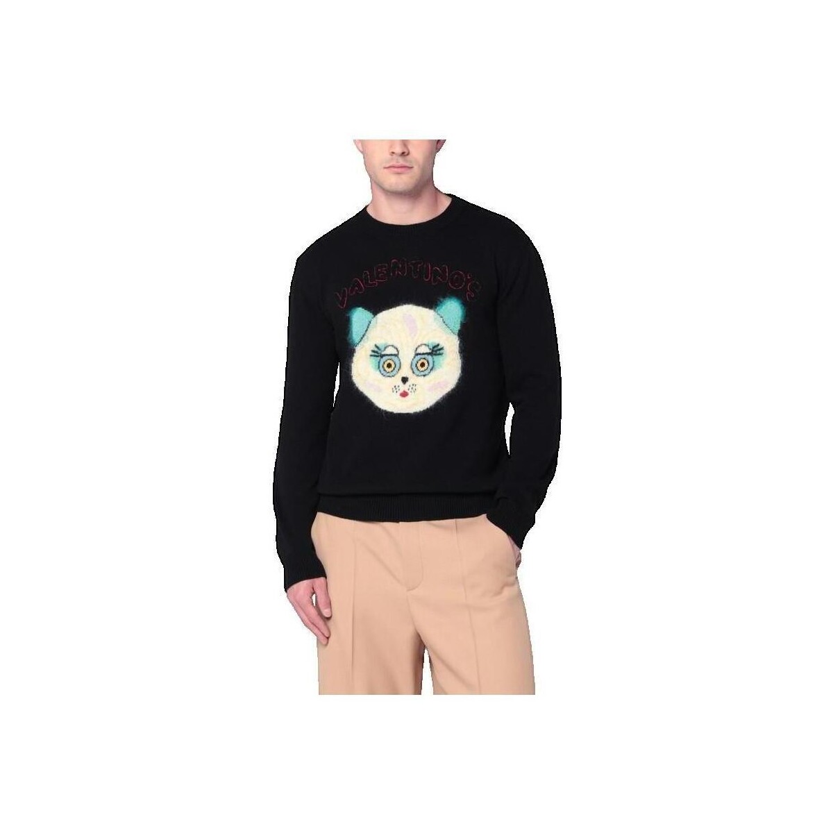 Πουλόβερ Valentino Pull noir avec patch Le Chat de la Maison