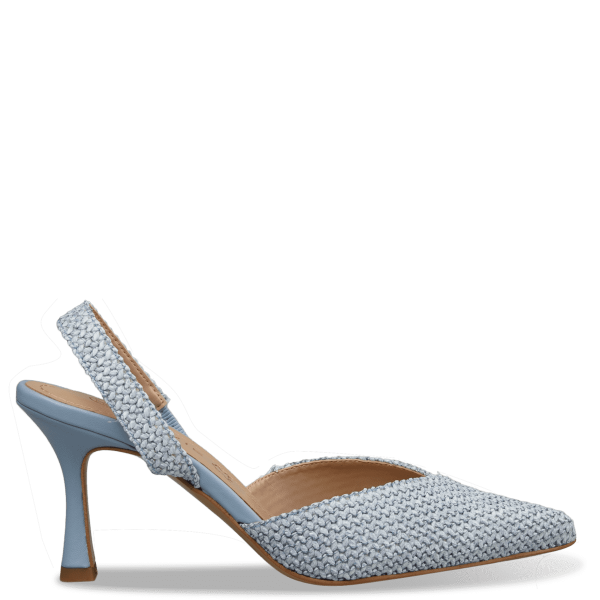 RAFFIA-EFFECT SLINGBACK PUMPS