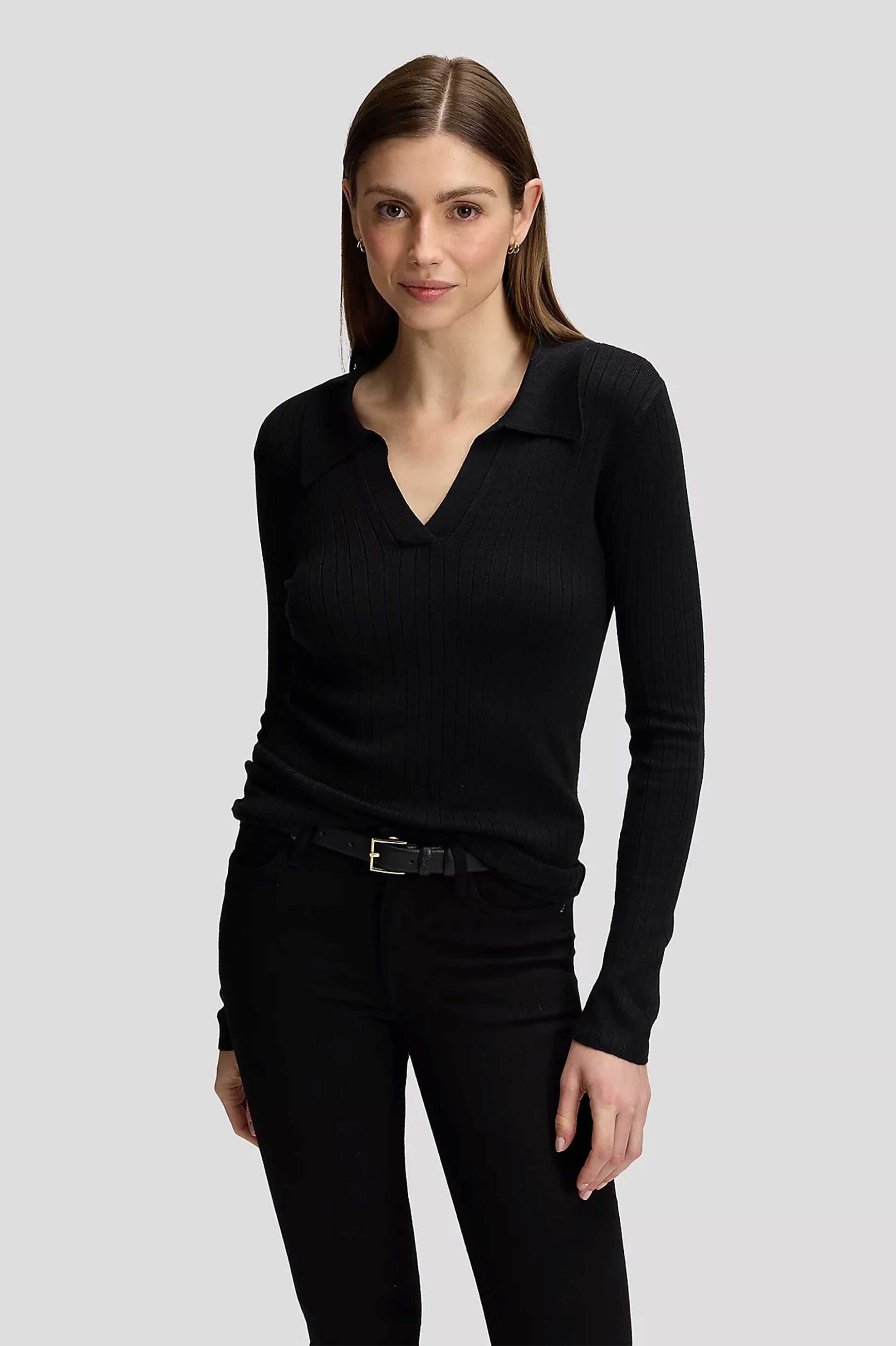 Lee® γυναικεία μπλούζα πόλο ribbed με V Slim Fit