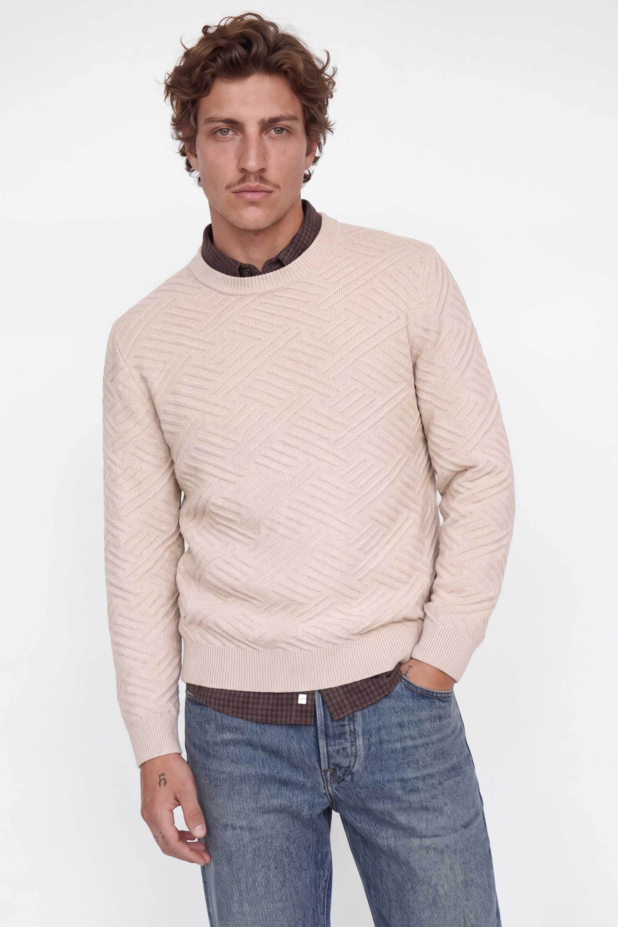 JACK & JONES ανδρική πλεκτή μπλούζα μονόχρωμη