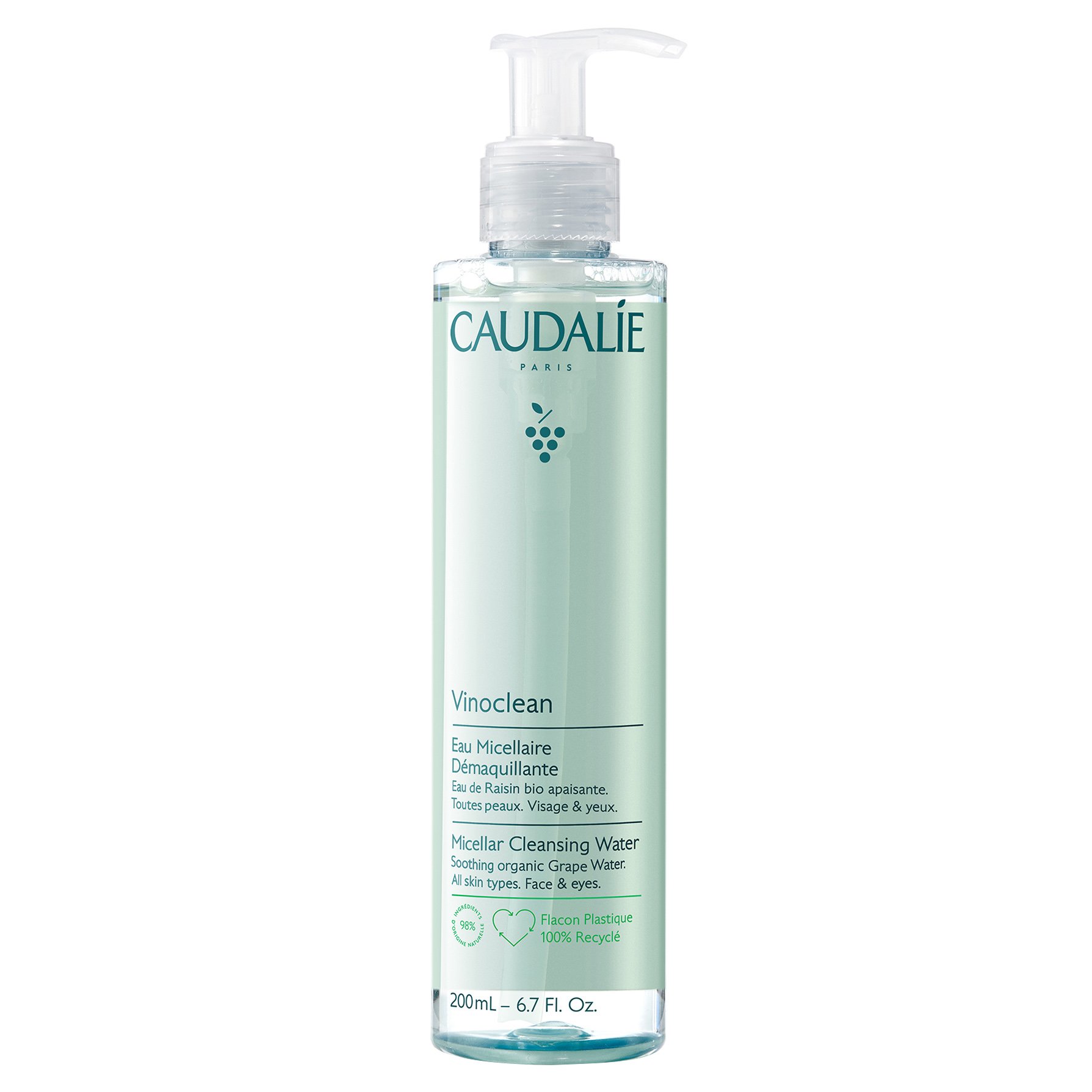 Caudalie Vinoclean Face & Eyes Cleansing Micellar Water Ενυδατικό & Καταπραϋντικό Νερό Καθαρισμού για Πρόσωπο & Μάτια 200ml