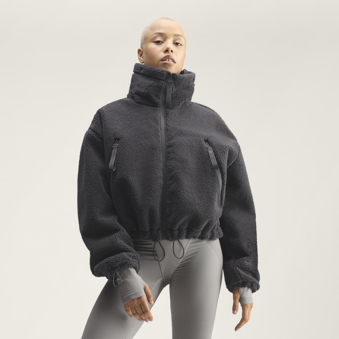 Adidas by Stella McCartney χειμερινή φλις ζακέτα με κουκούλα και φερμουάρ σε όλο το μήκος