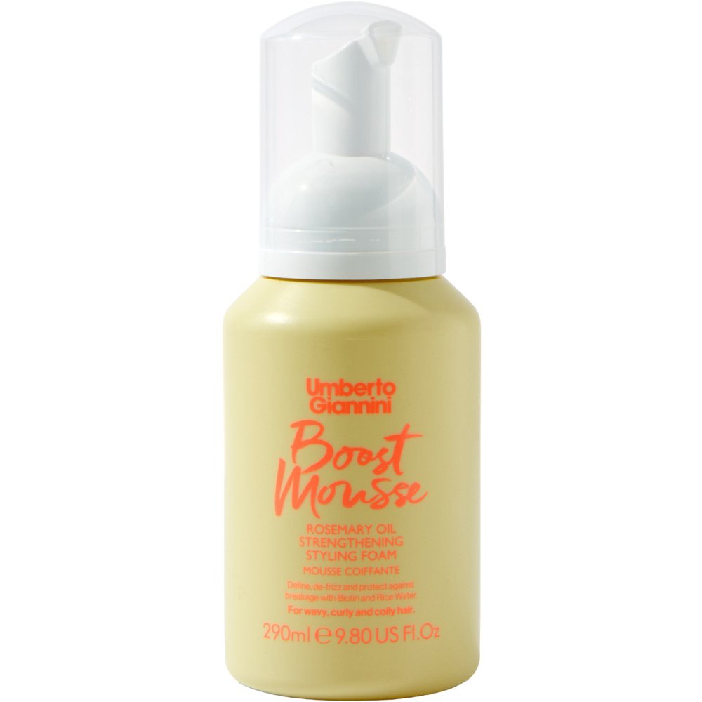 Umberto Giannini Strong Curls Boost Mousse Rosemary Oil Strengthening Styling Foam Αφρός Προστασίας από το Σπάσιμο της Τρίχας με Βιοτίνη & Νερό Ρυζιού για Κυματιστά, Σγουρά & Εύθραυστα Μαλλιά 290ml