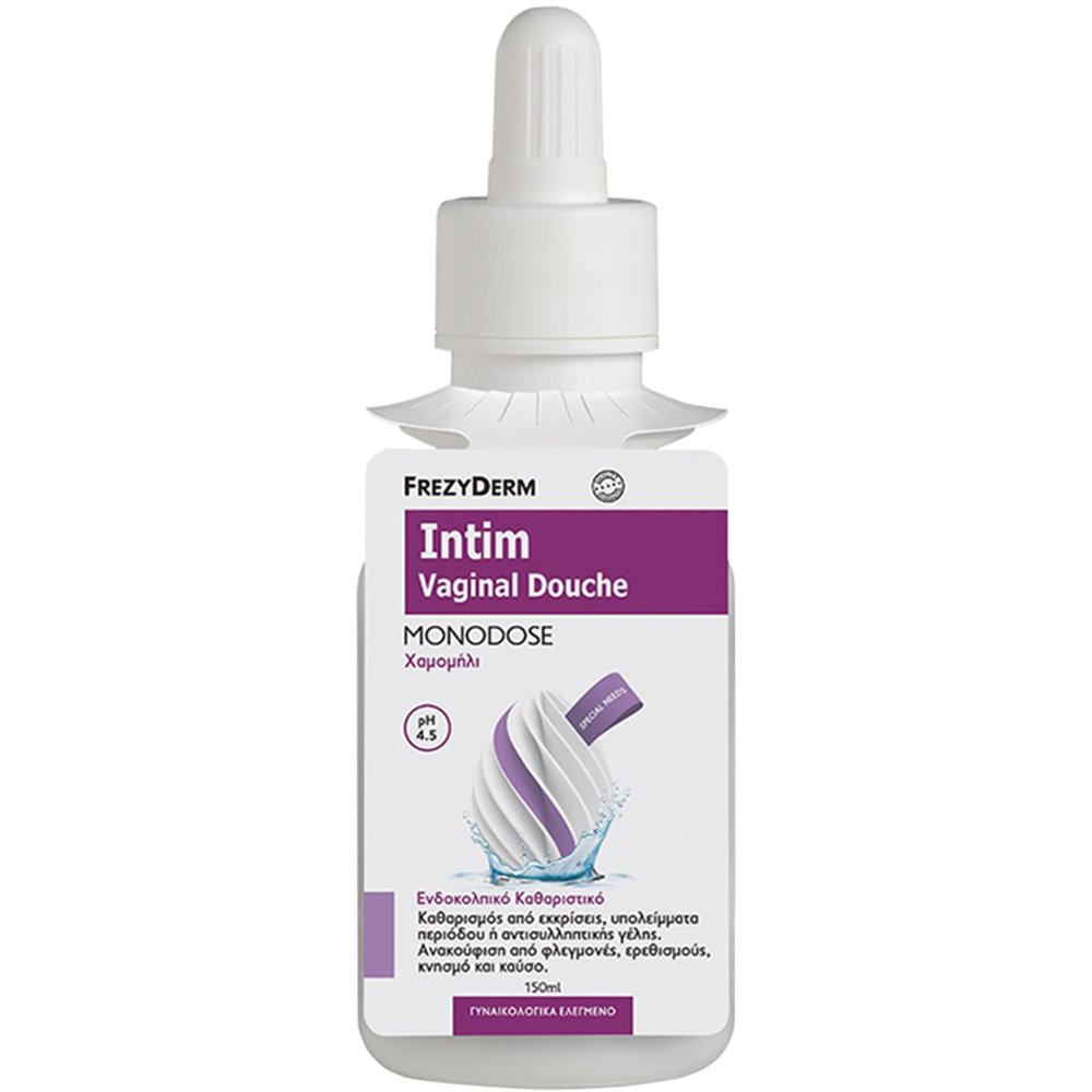 Frezyderm Intim Vaginal Douche pH 4.5 Chamomile Monodose Ενδοκολπικό Καθαριστικό με Χαμομήλι Ενδοκολπικό Καθαριστικό με Χαμομήλι για Ανακούφιση από Φλεγμονές & Ερεθισμούς 150ml