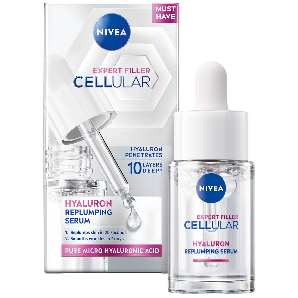 Nivea Expert Filler Cellular Hyaluron Replumping Serum Ορός Επαναφοράς Όγκου με Υαλουρονικό Οξύ 15ml