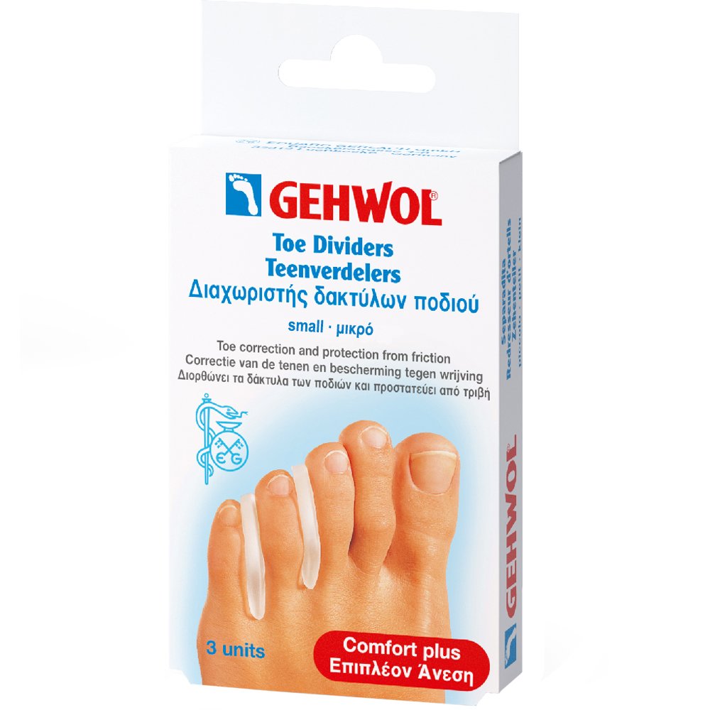 Gehwol Toe Dividers Διαχωριστής Δακτύλων Ποδιού για Ανακούφιση από Ερεθισμένους Κάλους Μεταξύ των Δακτύλων & Προστασία Έναντι της Τριβής 3 Τεμάχια - Μικρό (S)