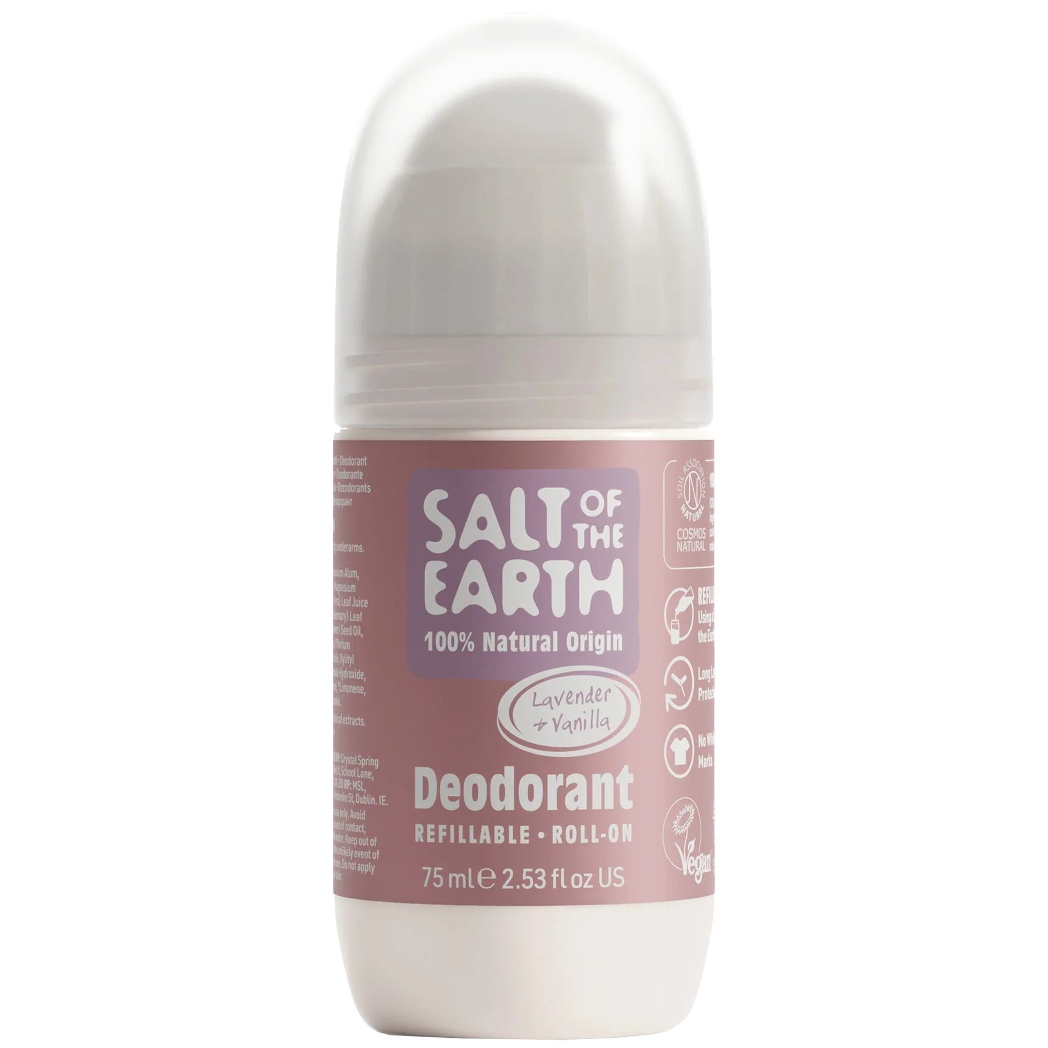 Salt of the Earth Natural Refillable Roll-On Deodorant Αποσμητικό Roll-On Φυσικής Προέλευσης με Άρωμα Λεβάντα & Βανίλια 75ml - Lavender & Vanilla