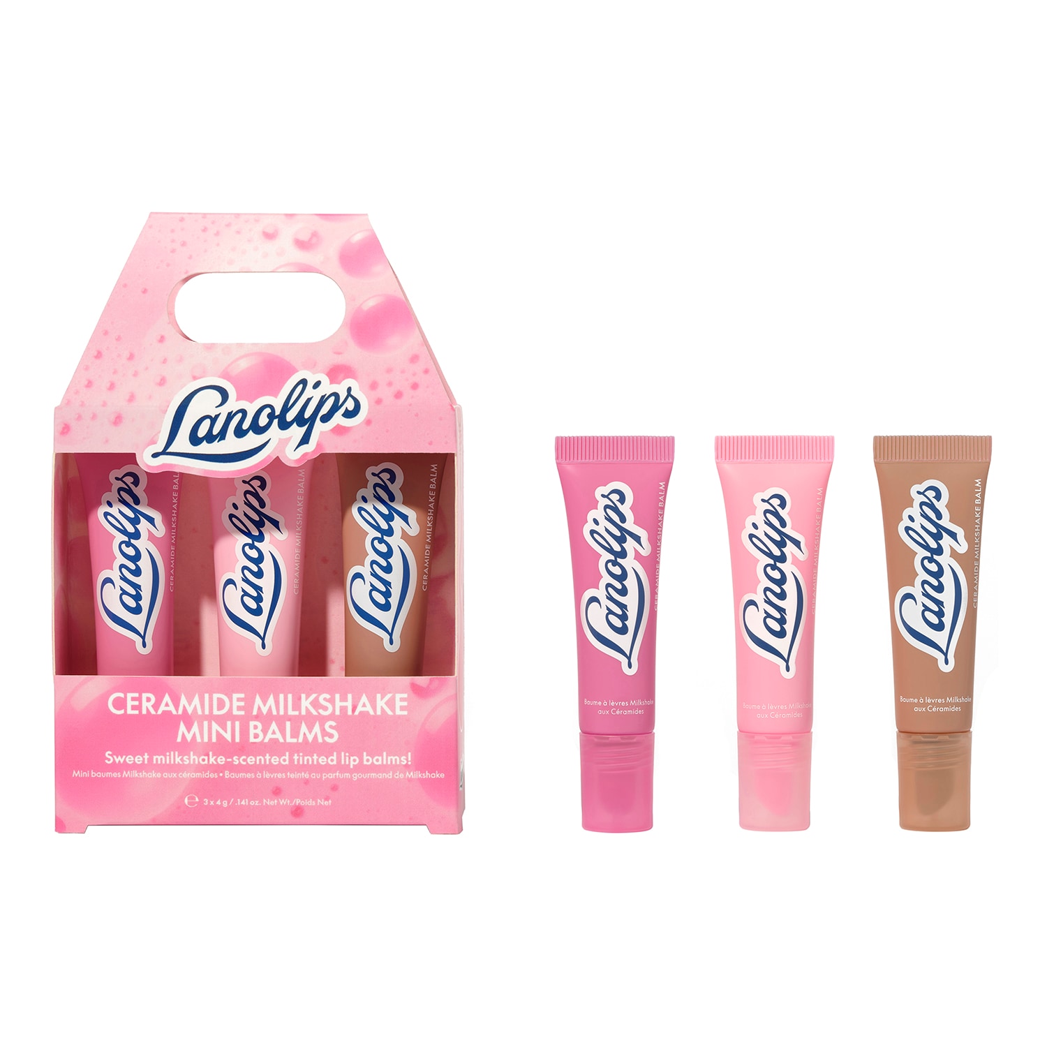 Lanolips - Mini-Baumes Milkshake aux céramides - Χρωματιστά lip balm με λαχταριστό άρωμα | 4 g