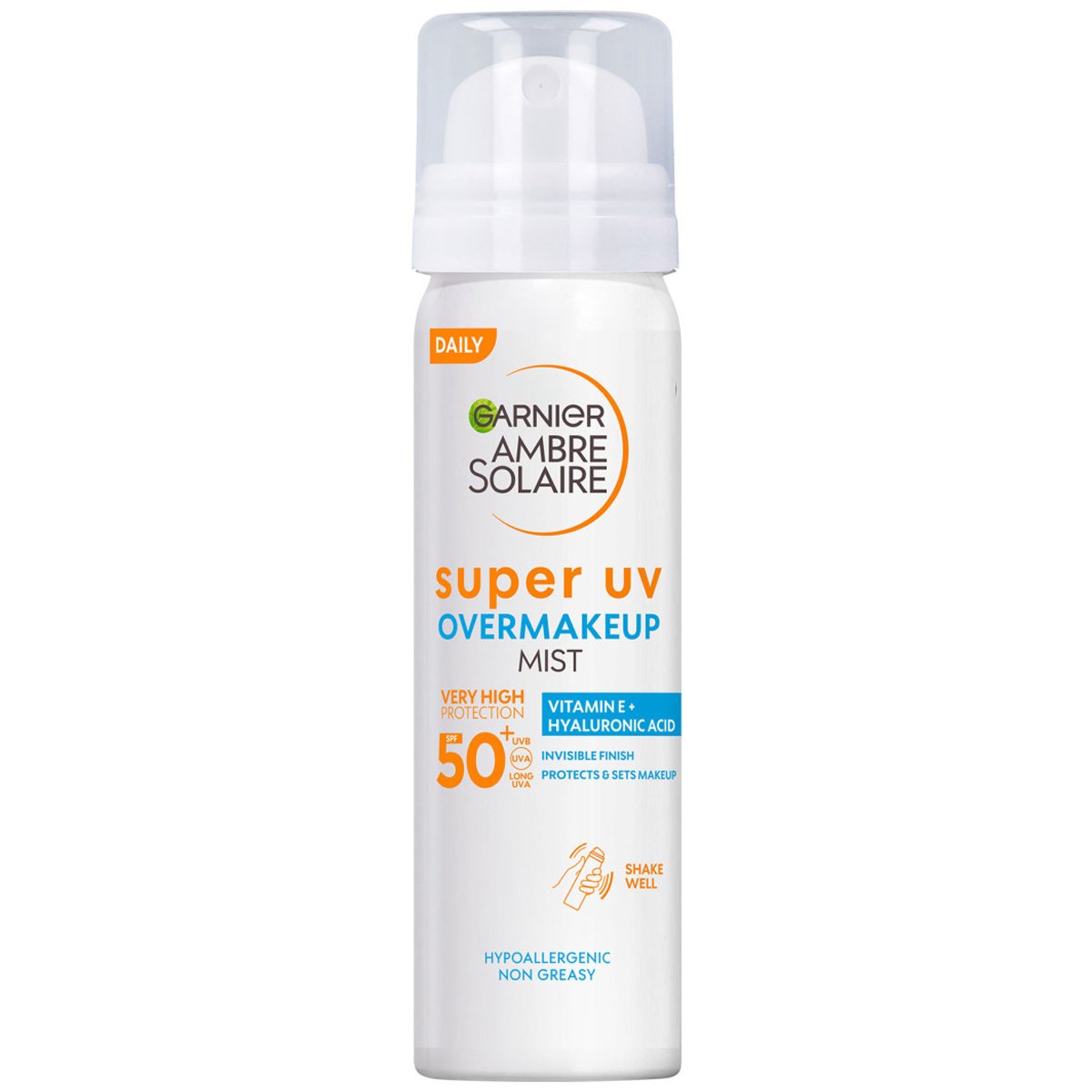 Garnier Ambre Solaire Super UV Overmakeup Mist Spf50+ Αντηλιακό Σπρέι Προσώπου Πολύ Υψηλής Προστασίας 75ml