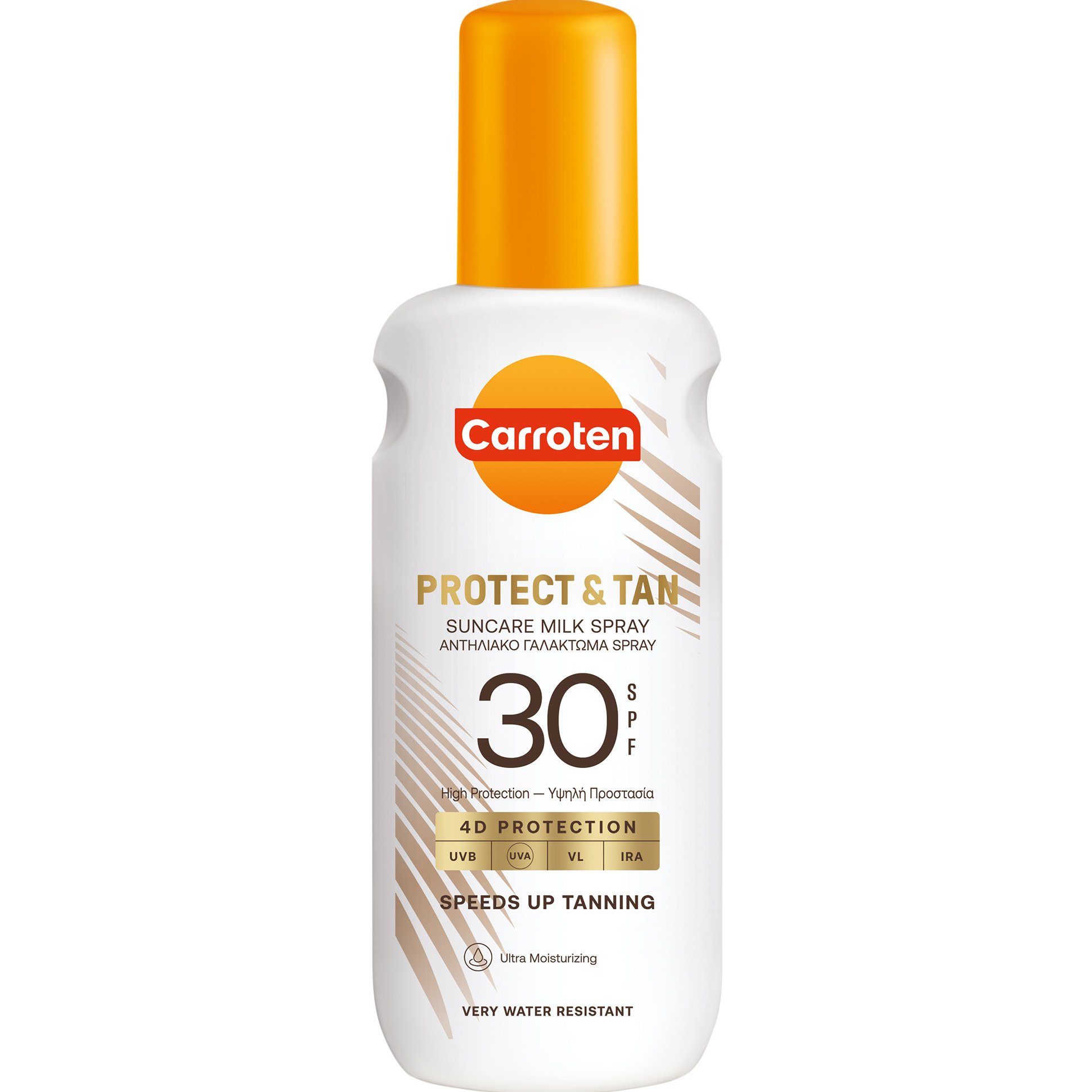 Carroten Protect & Tan Suncare Milk Spray Spf30 Αντηλιακό Γαλάκτωμα Σώματος Υψηλής Προστασίας που Επιταχύνει το Μαύρισμα 200ml