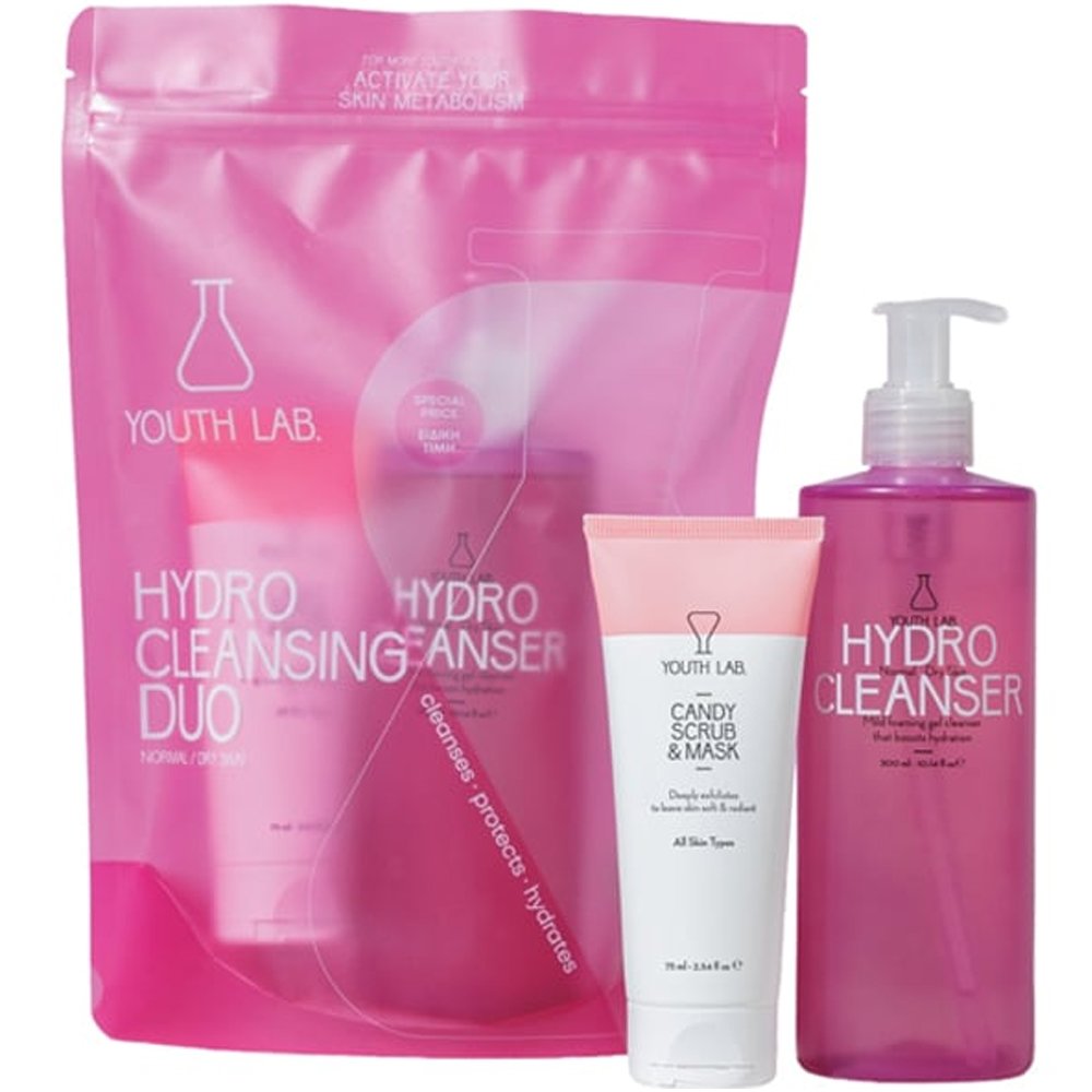 Youth Lab Promo Candy Scrub & Mask 75ml & Hydro for Normal & Dry Skin Mild Foaming Cleanser Gel 300ml