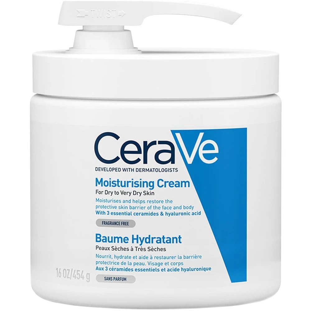 CeraVe Moisturising for Dry to Very Dry Skin Cream Ενυδατική Κρέμα Προσώπου & Σώματος για Ξηρές έως Πολύ Ξηρές Επιδερμίδες με Αντλία 454g