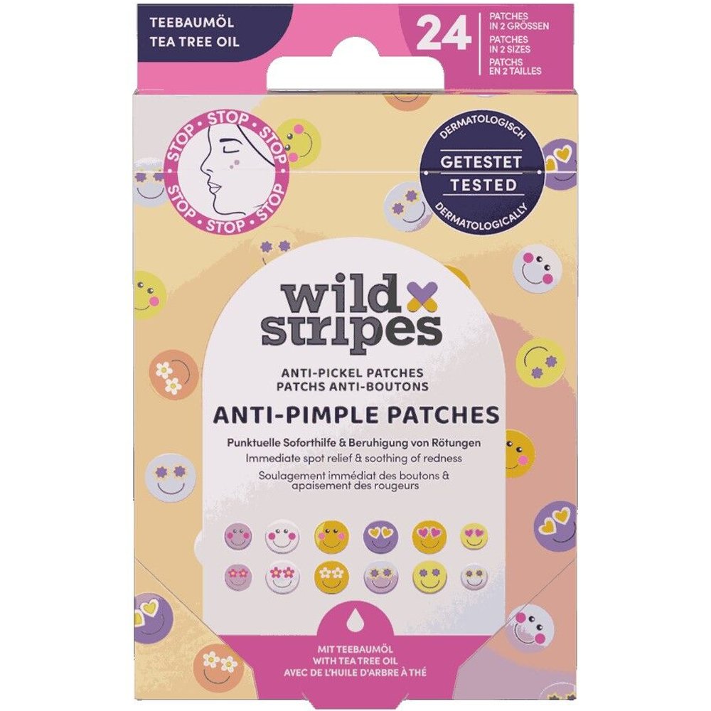 Wild Stripes Smile Stop Anti-Pimple Patches Επιθέματα για Κάλυψη & Προστασία του Δέρματος από Ορατά Σπυράκια με Έλαιο Τεϊόδεντρου 24 Τεμάχια