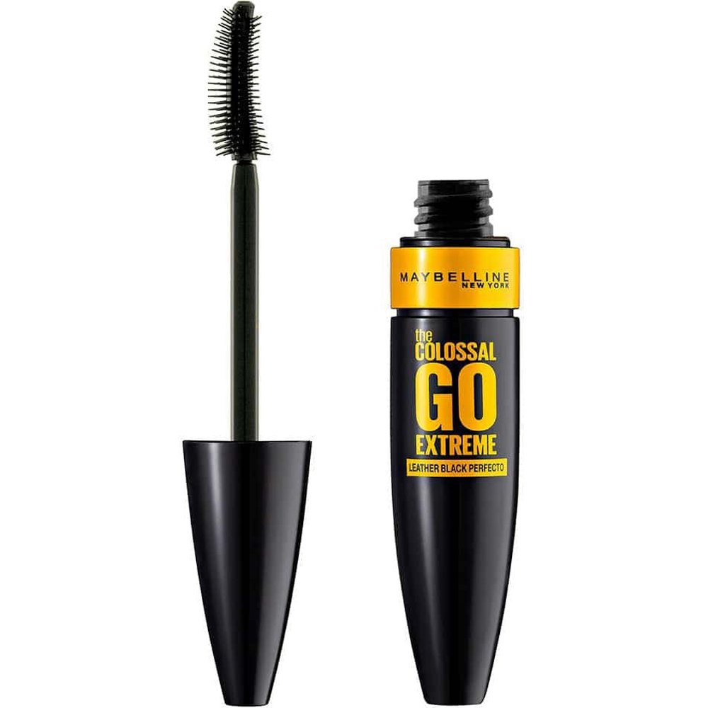 Maybelline The Colossal Go Extreme Leather Black Perfecto Μάσκαρα με Κολλαγόνο & Ειδικό Βουρτσάκι με Διπλές Καμπύλες για Έξτρα Όγκο 9.5ml