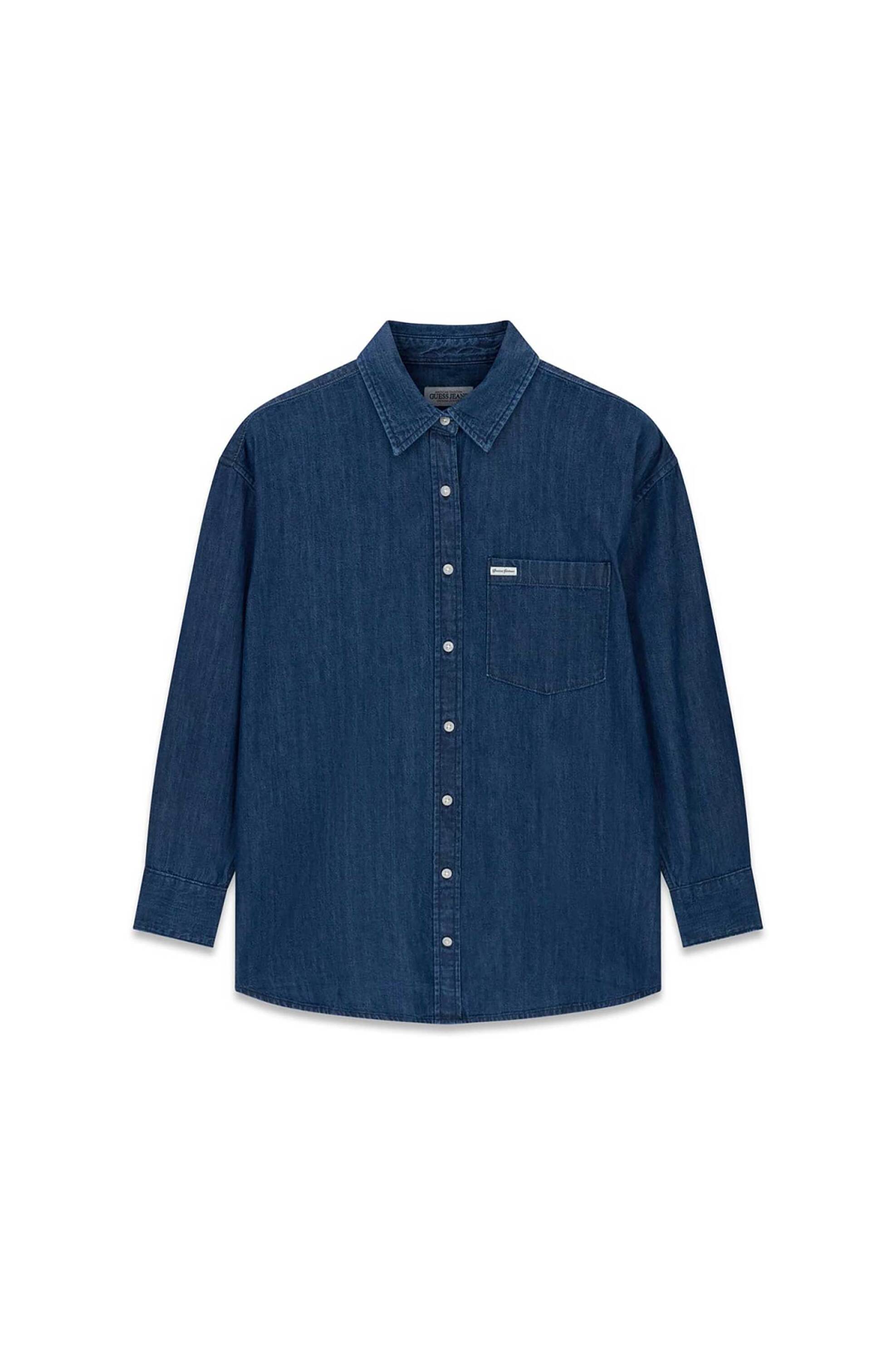 Guess γυναικείο denim πουκάμισο με τσέπη Relaxed Fit