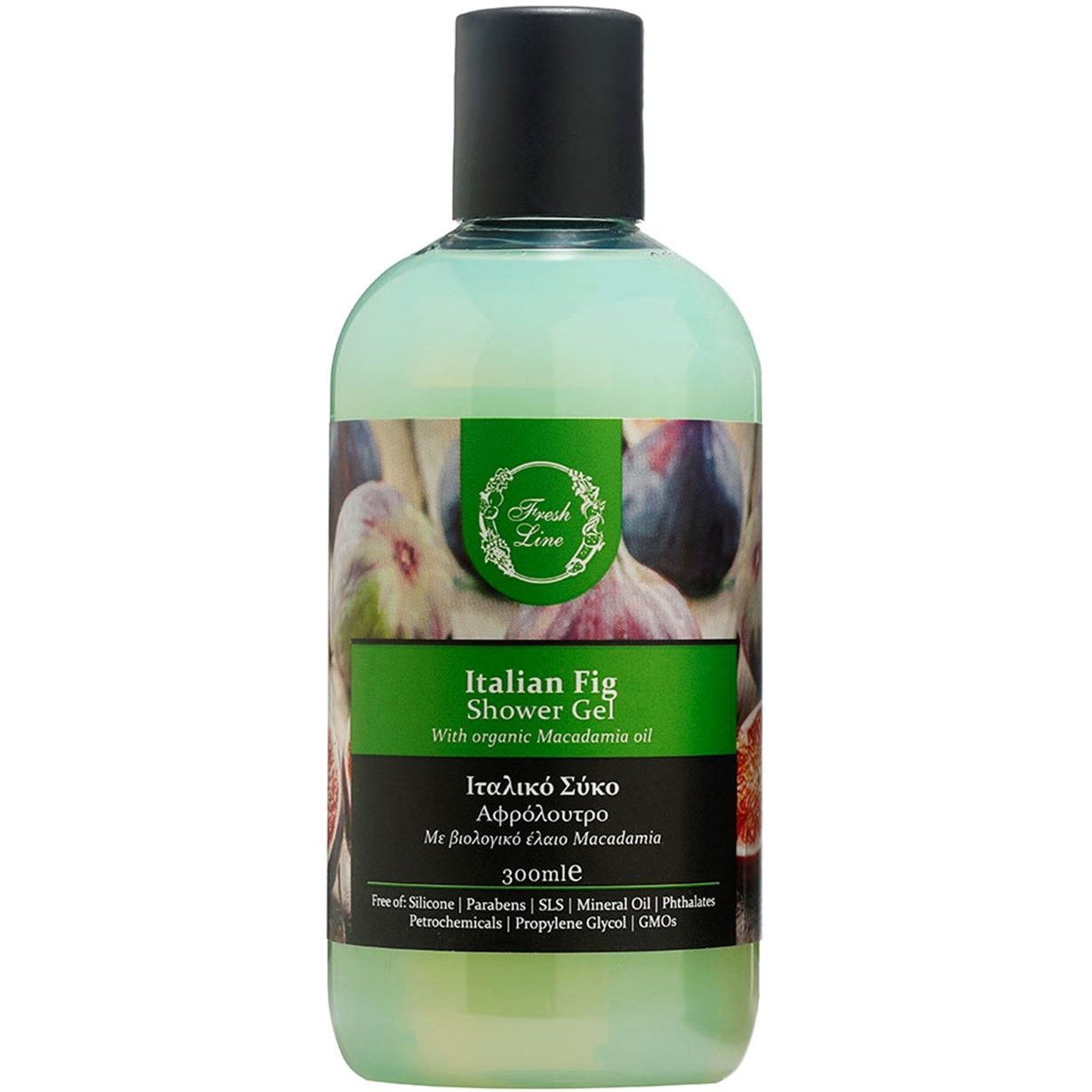 Fresh Line Italian Fig Shower Gel Εκλεπτυσμένο & Μεσογειακό Αφρόλουτρο Φυσικής Σύνθεσης με Ιταλικό Σύκο & Βιολογικό Έλαιο Macadamia 300ml