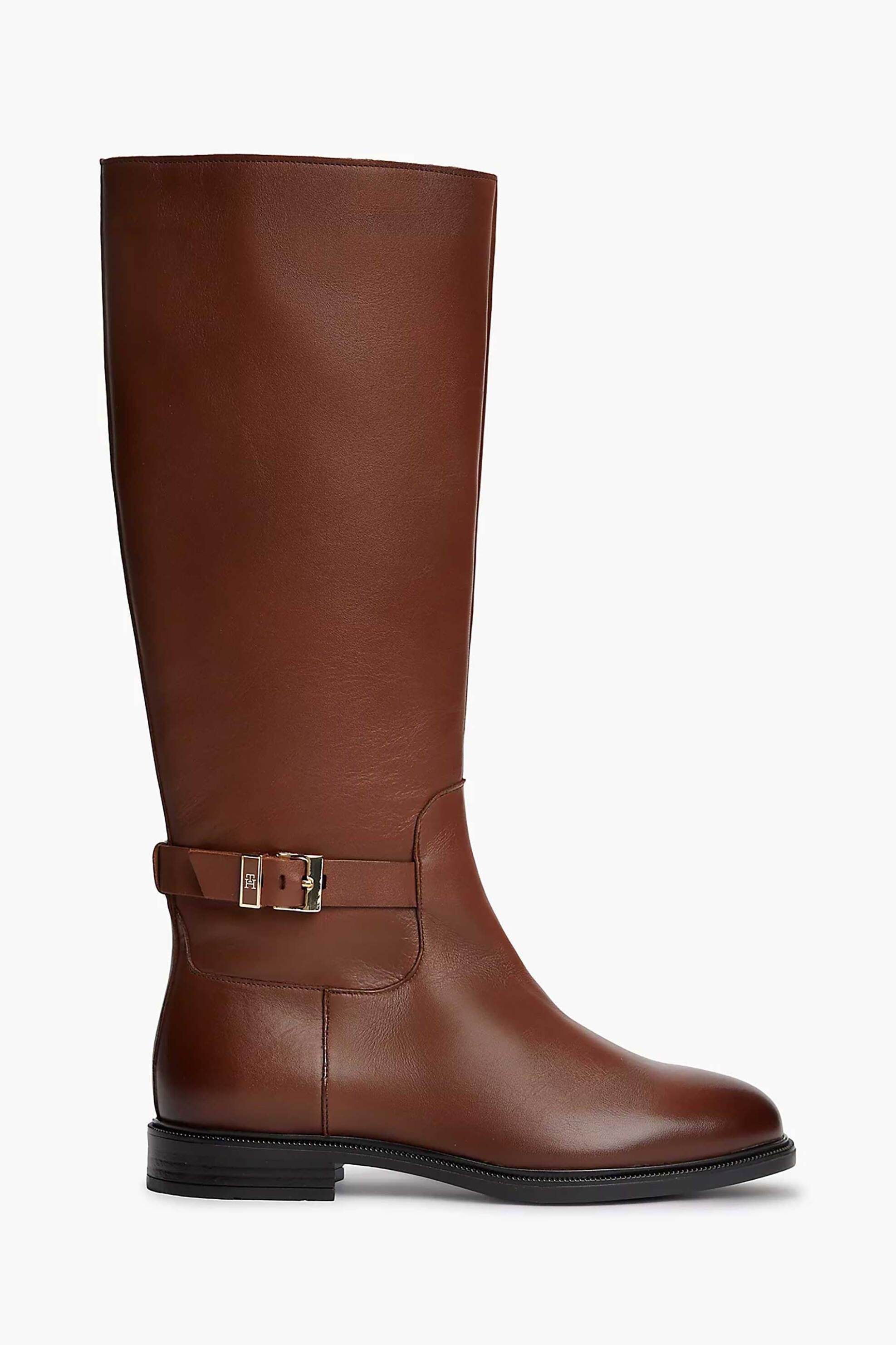 Tommy Hilfiger γυναικείες δερμάτινες μπότες ιππασίας με μεταλλικό monogram