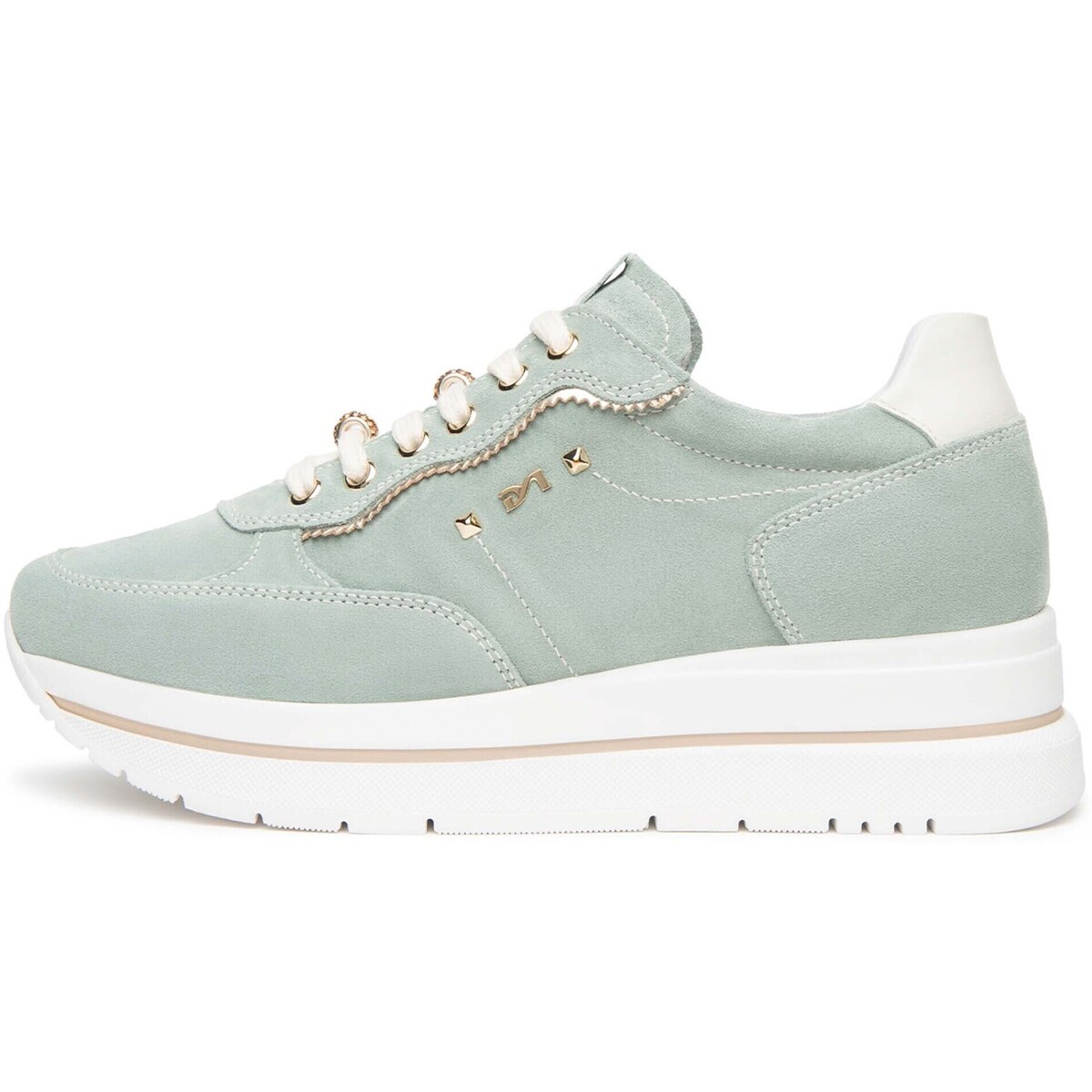 Xαμηλά Sneakers NeroGiardini Velour Velvet Osso 0100 T.Brill Platino 6074 Tr Co