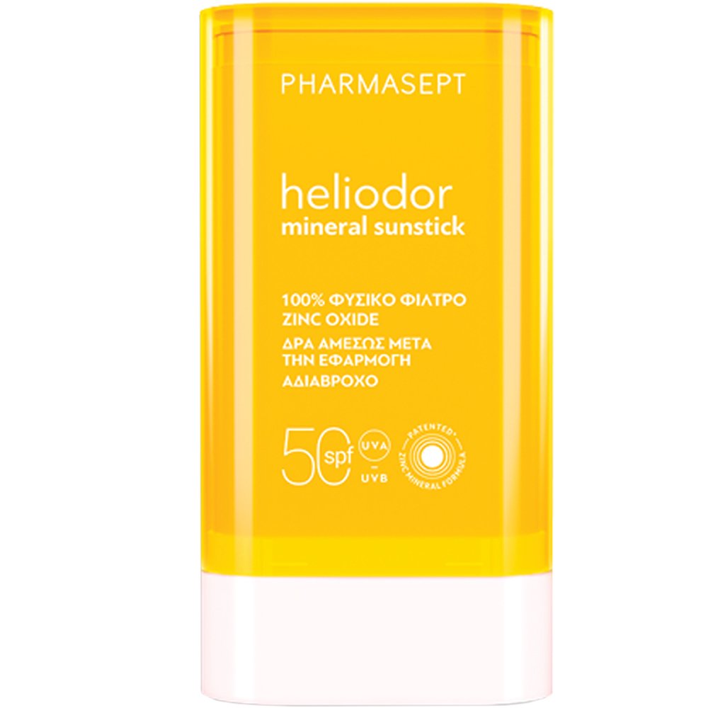 Pharmasept Heliodor Spf50 Mineral Face & Body Sunstick Αντηλιακό Στικ Προσώπου & Σώματος Υψηλής Προστασίας από Οξείδιο του Ψευδαργύρου 25g
