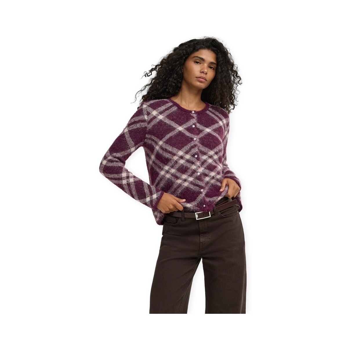 Μπουφάν / Ζακέτες Only Noeme Cardigan - Fig/Check/Oatmeal