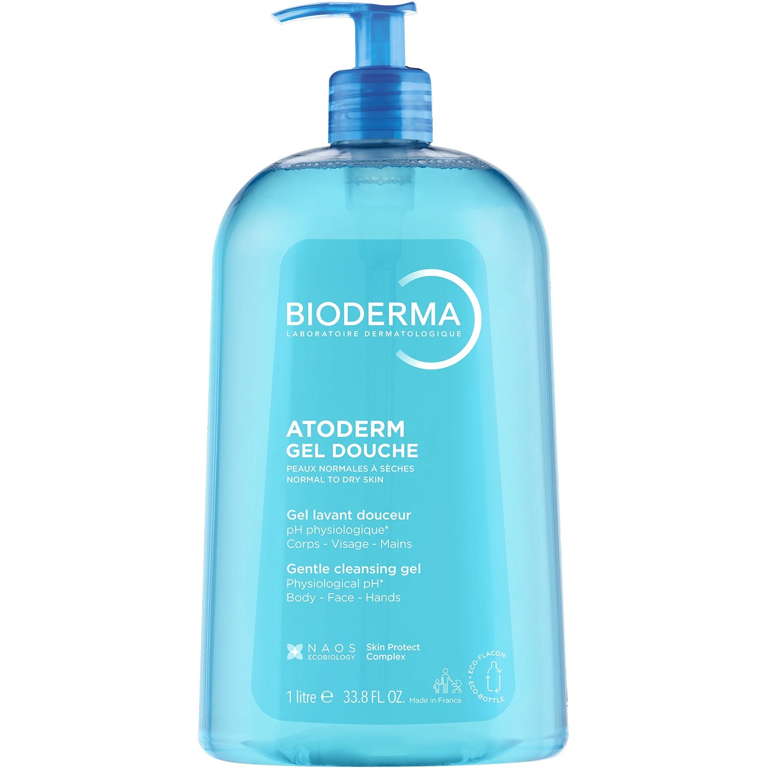Bioderma Atoderm Gentle Cleansing Gel Απαλό Αφρόλουτρο Προσώπου & Σώματος Χωρίς Σαπούνι για Κανονική, Ξηρή & Ευαίσθητη Επιδερμίδα, με Αντλία 1Lt