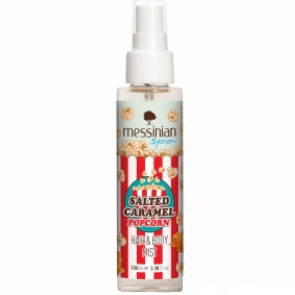 Messinian Spa Salted Caramel Popcorn Hair & Body Mist Ενυδατικό Σπρέι για Μαλλιά & Σώμα που Θυμίζει Φρεσκοψημένο Ποπκορν με Αλατισμένη Καραμέλα 100ml