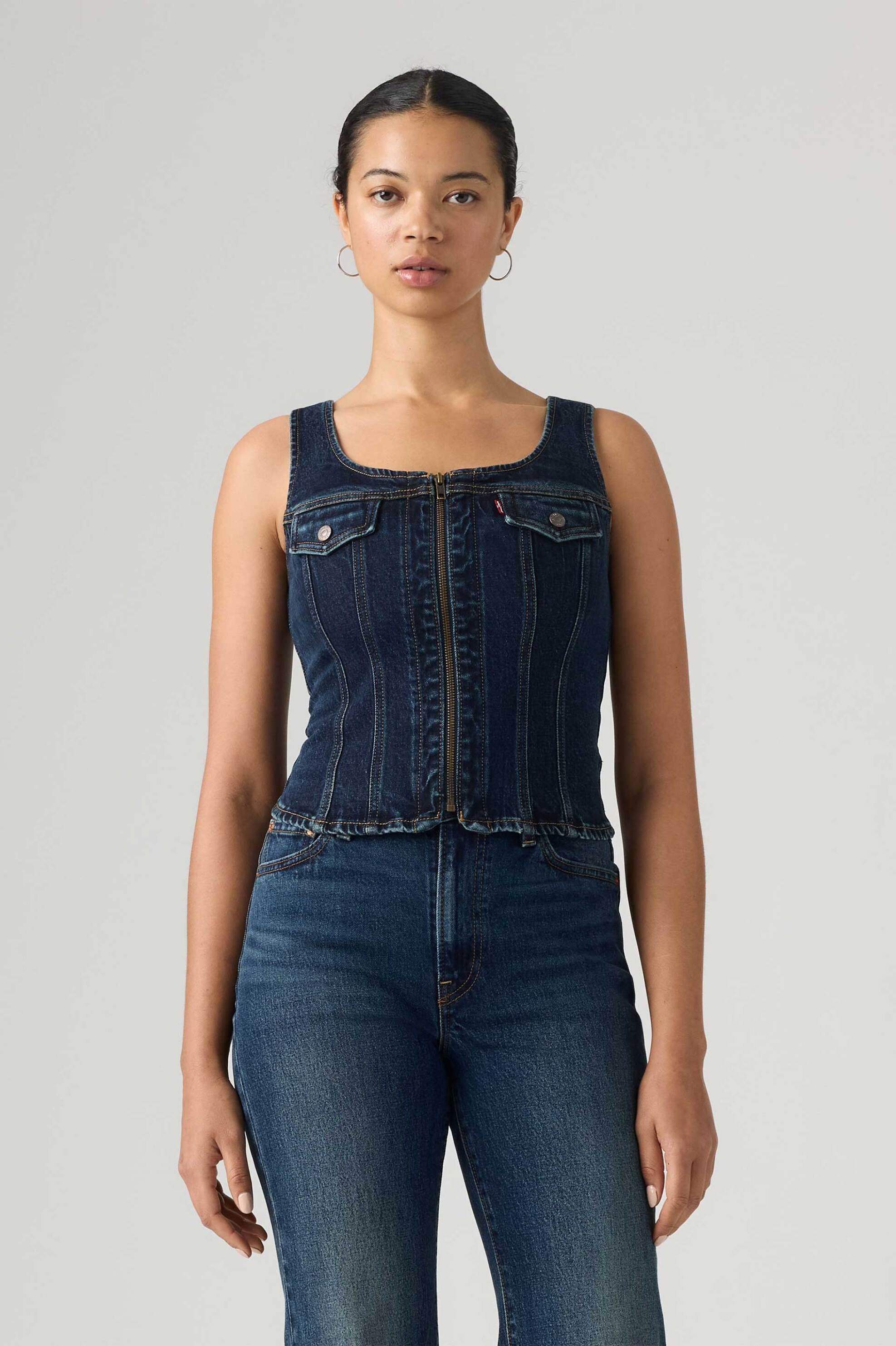 Levi's® γυναικείο denim αμάνικο τοπ με φερμουάρ Slim Fit "Vintage"